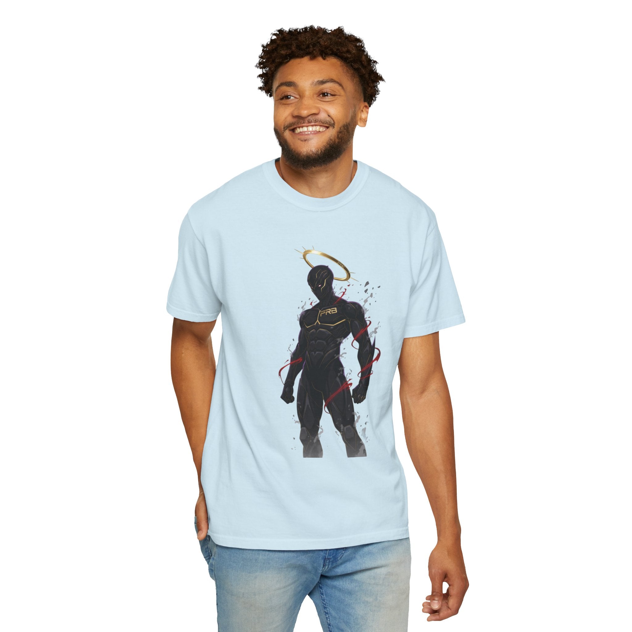 PRB Shadow Hero Graphic T-Shirt — Haloed Vigilante Illustration by Power Runs Black