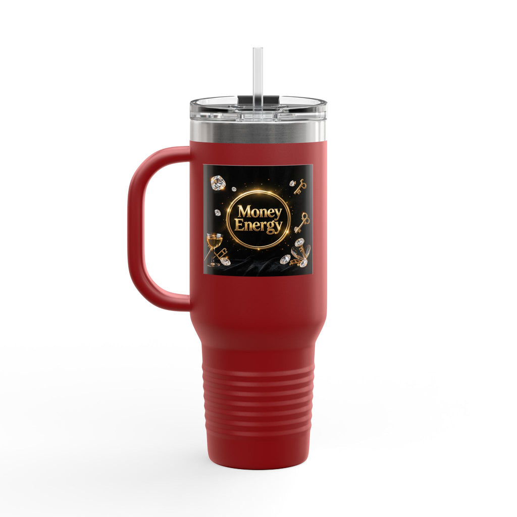 PRB 40oz Insulated Travel Mug — "Money Energy" Motivational Design by Power Runs Black