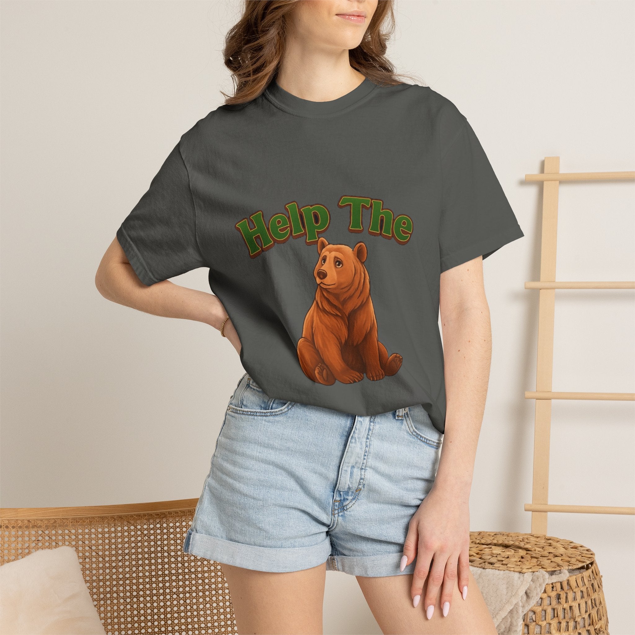 PRB Help The Bear T-shirt | Cute Sitting Bear Illustration by Printify
