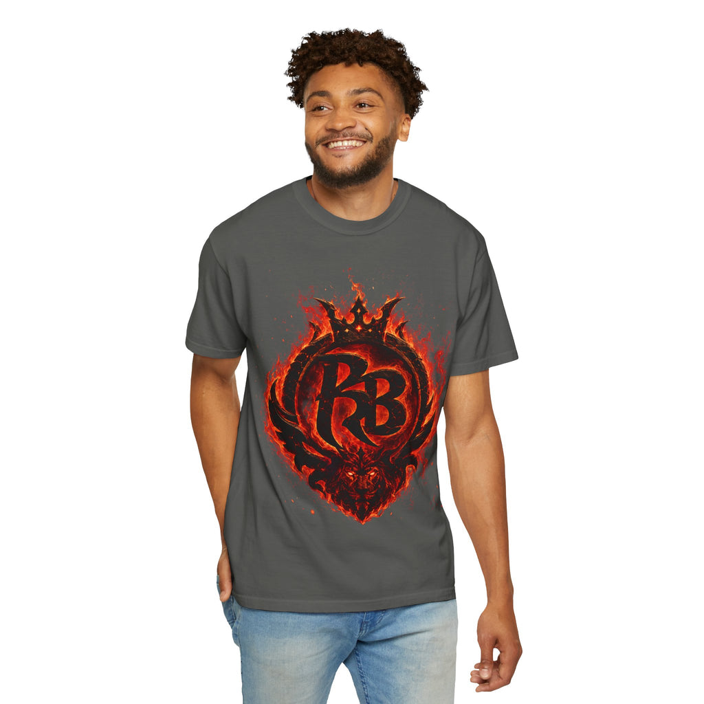 Power Runs Back PRB Flame Logo T-shirt | Fiery Emblem Tee, Grunge Rock Chic by Power Runs Black
