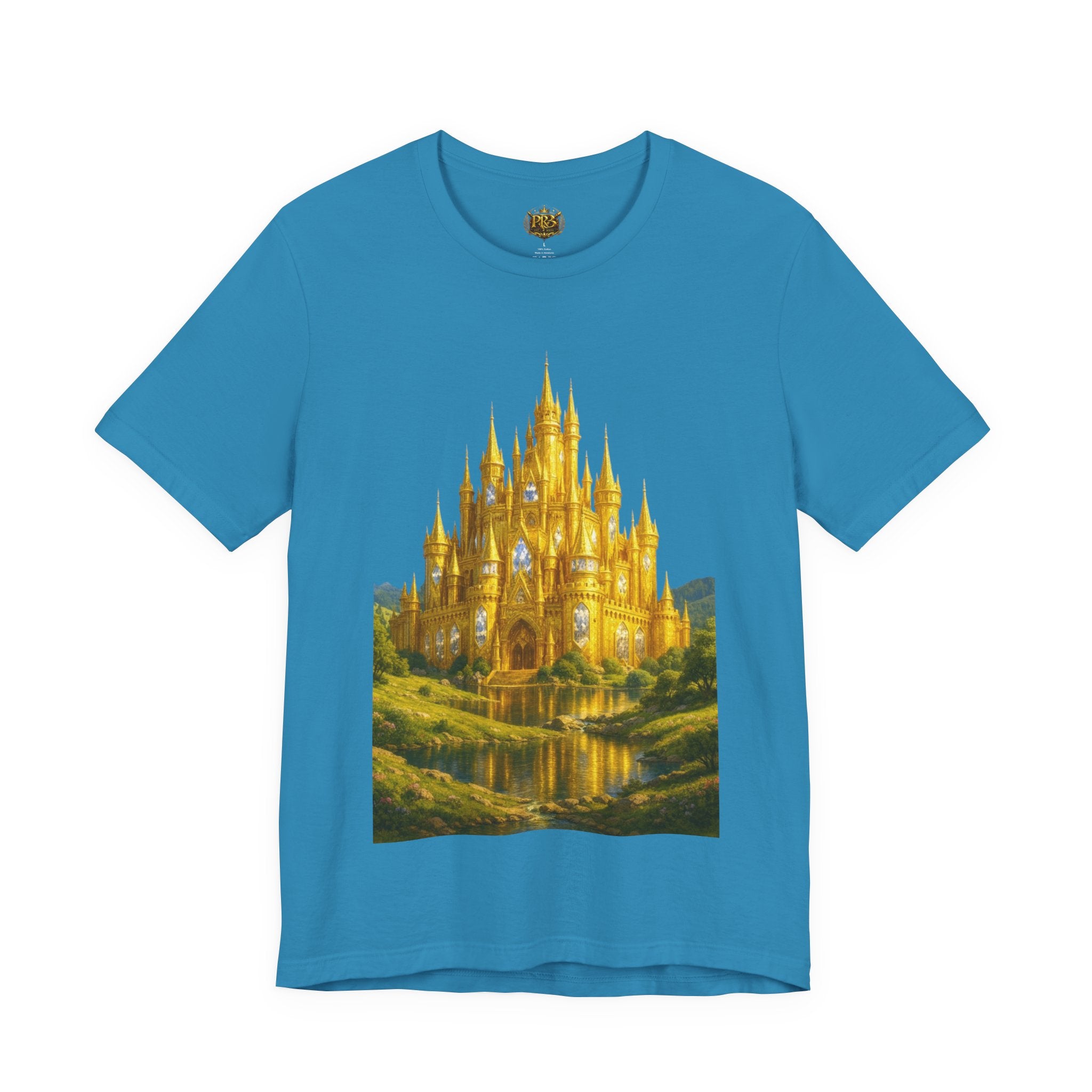 PRB Golden Fantasy Castle Tee | Magical Kingdom Illustration, Fairytale Scene by Power Runs Black