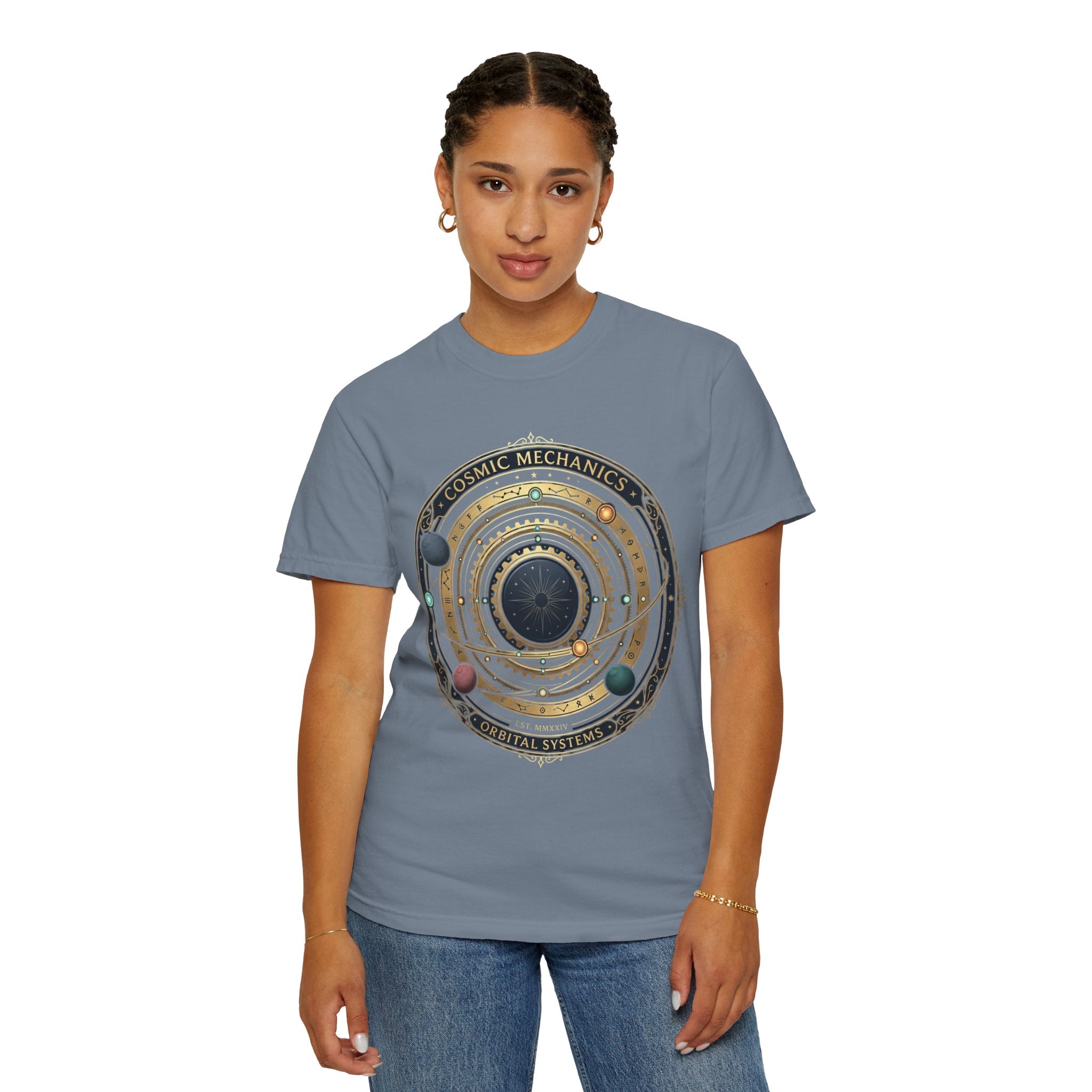 PRB Cosmic Mechanics Solar System Graphic T-Shirt | Planetary Orbit Tee by Printify