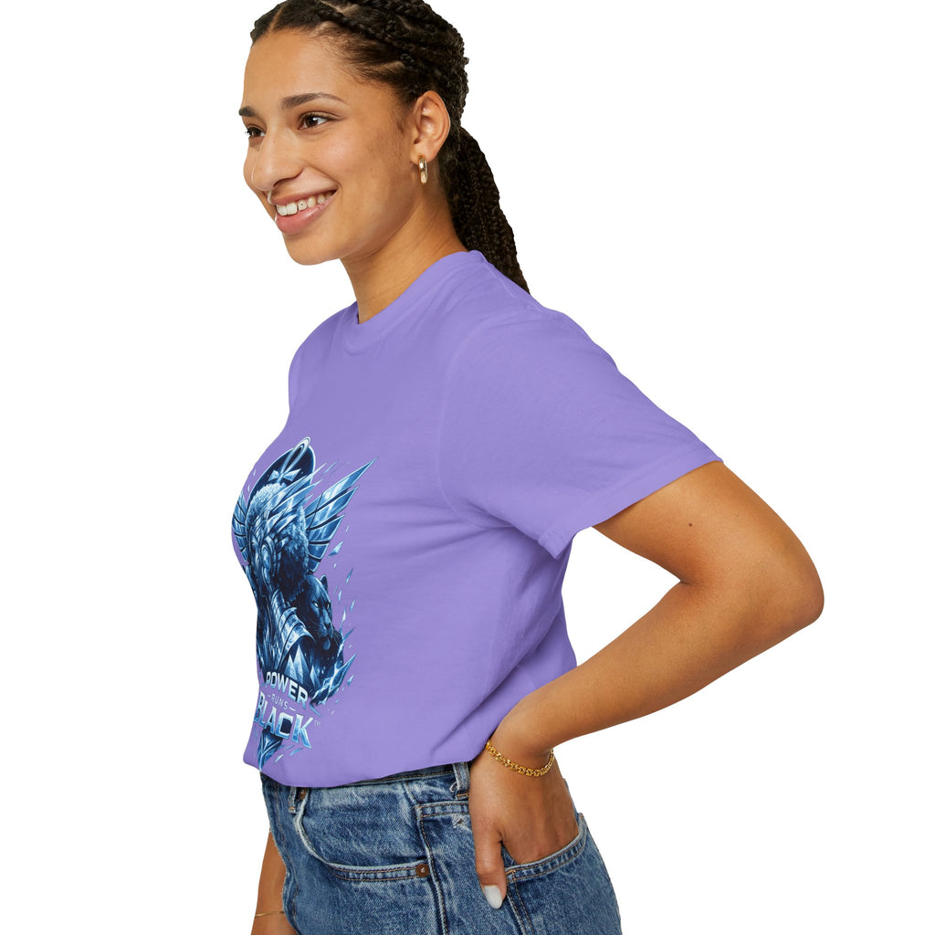 Power of Black Graphic T-Shirt — Egyptian Ankh Warrior Design by Power Runs Black