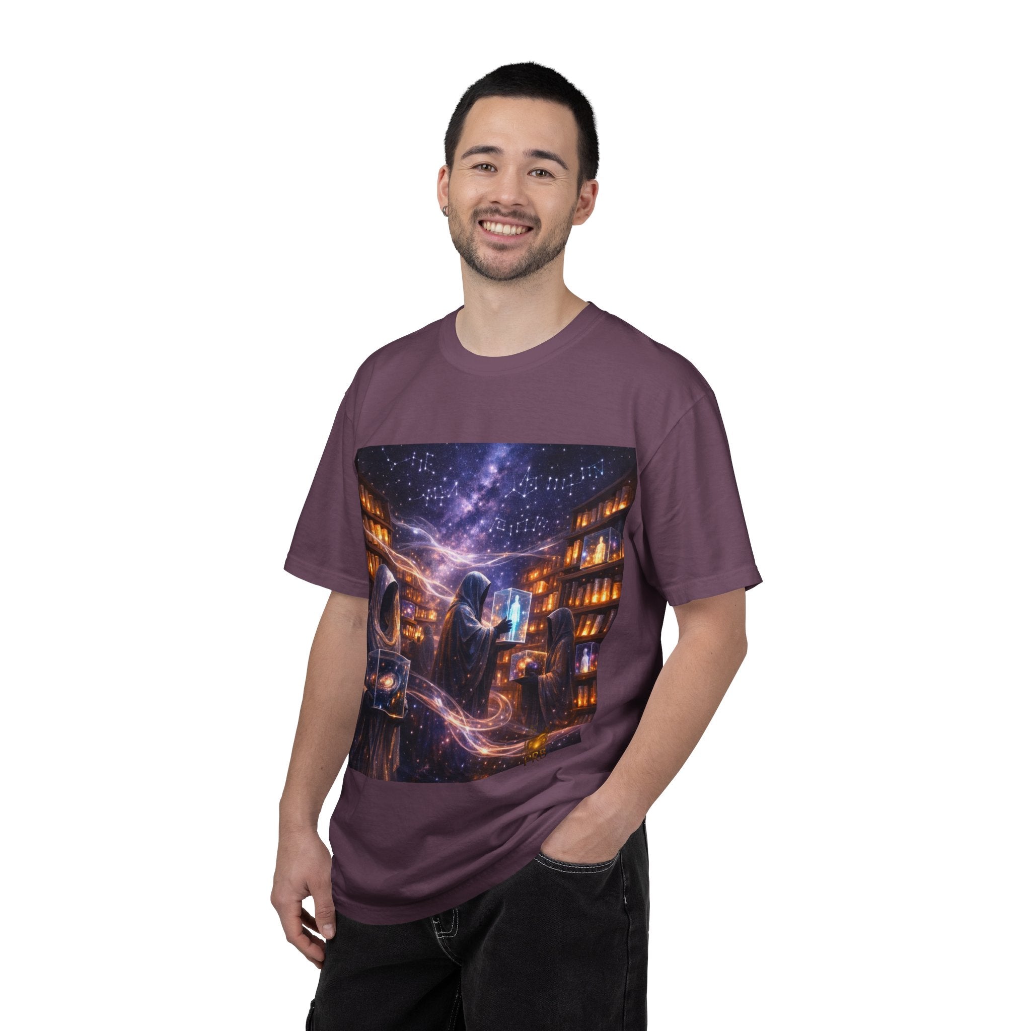 PRB Mystic Library Wizards T-Shirt — Cosmic Sorcerer Art Tee by Power Runs Black