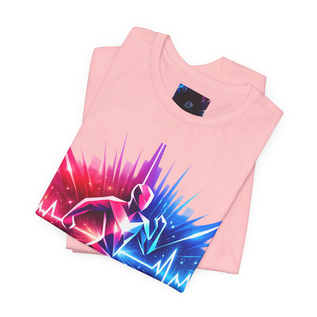 Power Runs Black PRB Running Pulse Graphic Tee — Neon Runner Heartbeat Sports T‑Shirt by Power Runs Black