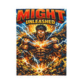 PRB Velveteen Plush Blanket — "MIGHT UNLEASHED" Superhero Power Throw by Power Runs Black