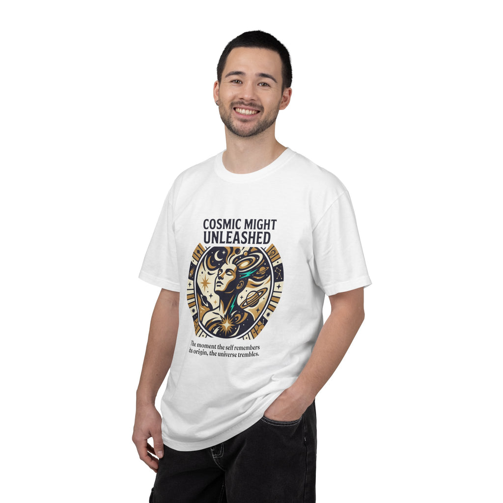 PRB Starforged Flex Cosmic Might Unleashed Graphic T-Shirt — Celestial Stag Astrology Tee by Power Runs Black