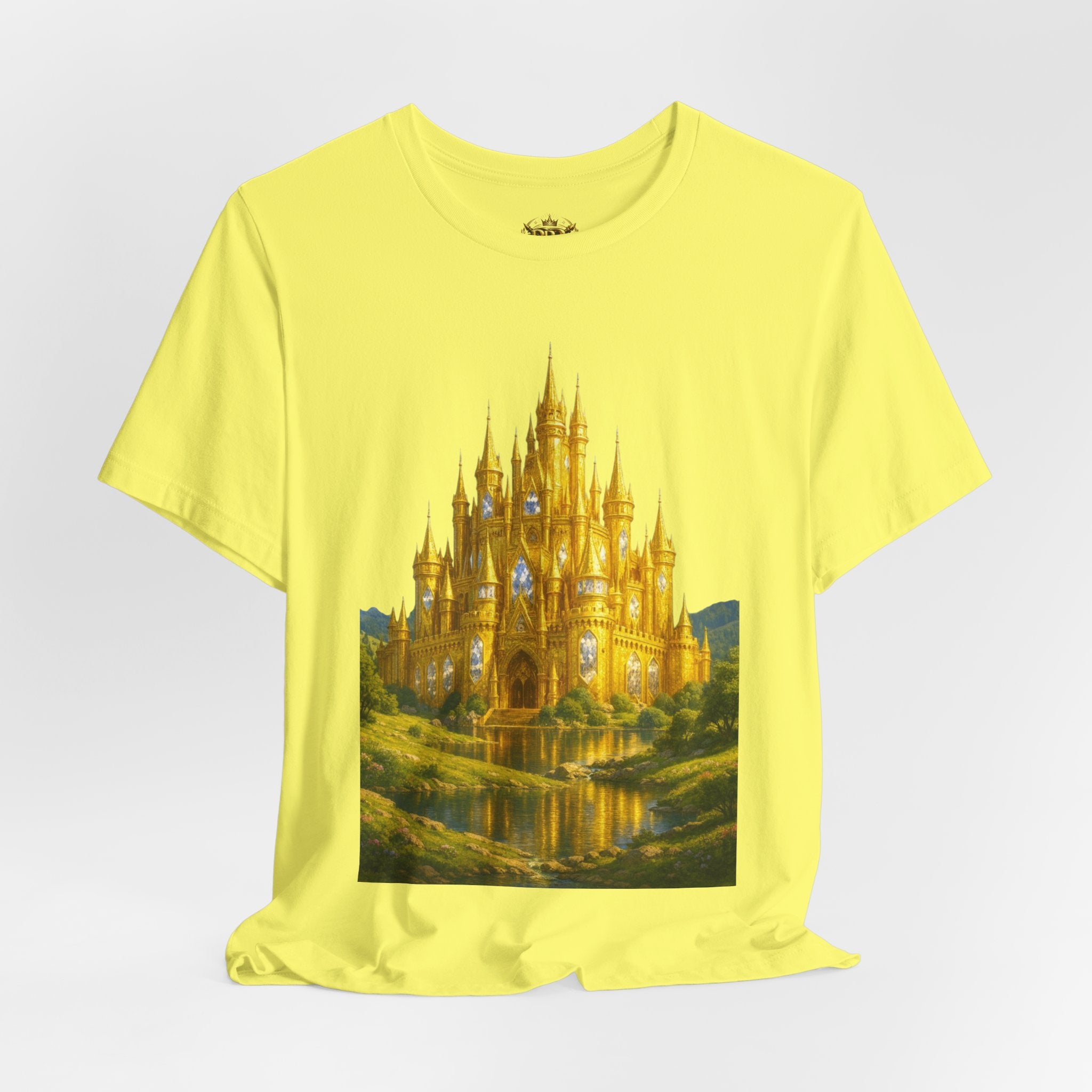 PRB Golden Fantasy Castle Tee | Magical Kingdom Illustration, Fairytale Scene by Printify