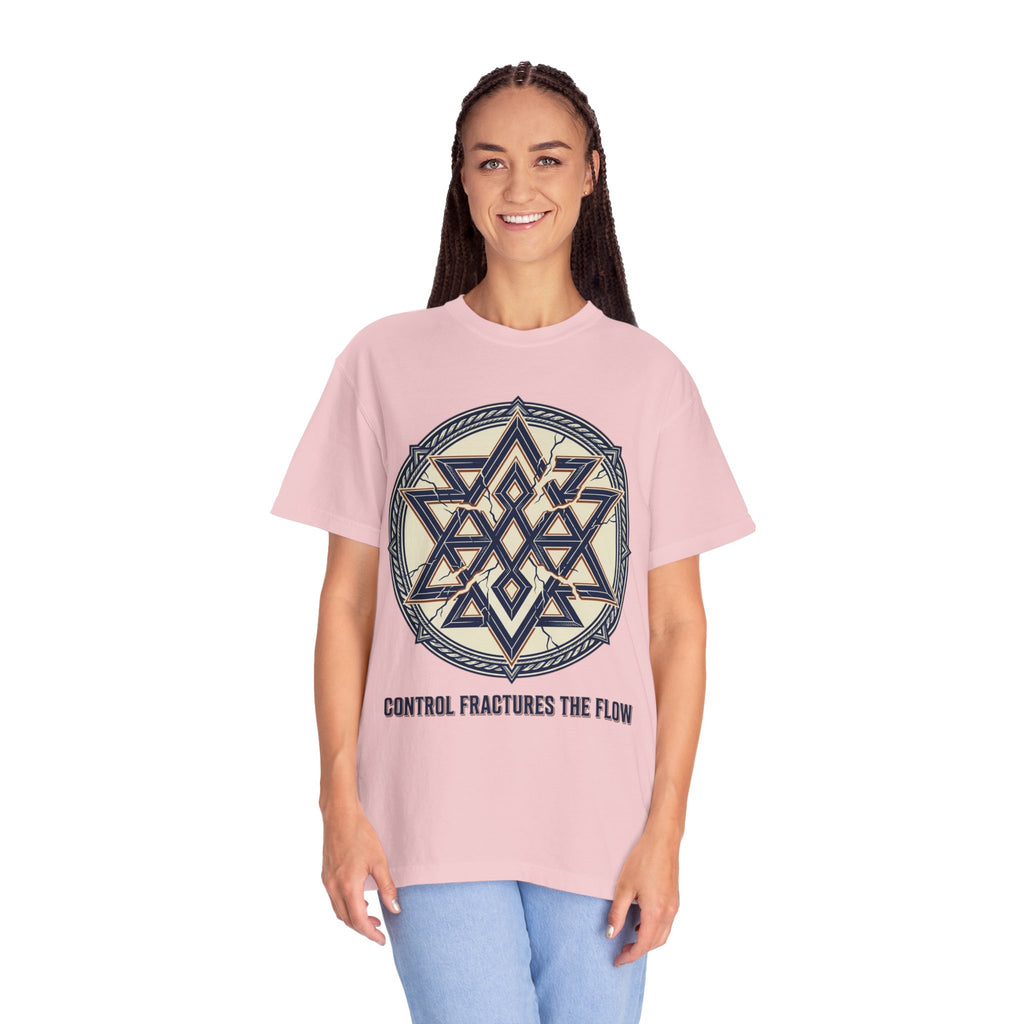 Power Runs Black PRB Geometric Star Mandala T-Shirt — "Control Fractures the Flow" Graphic Tee by Power Runs Black