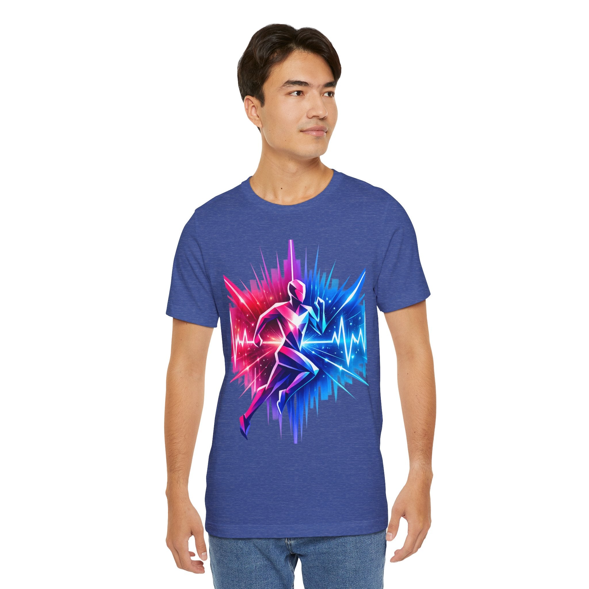 Power Runs Black PRB Running Pulse Graphic Tee — Neon Runner Heartbeat Sports T‑Shirt by Power Runs Black