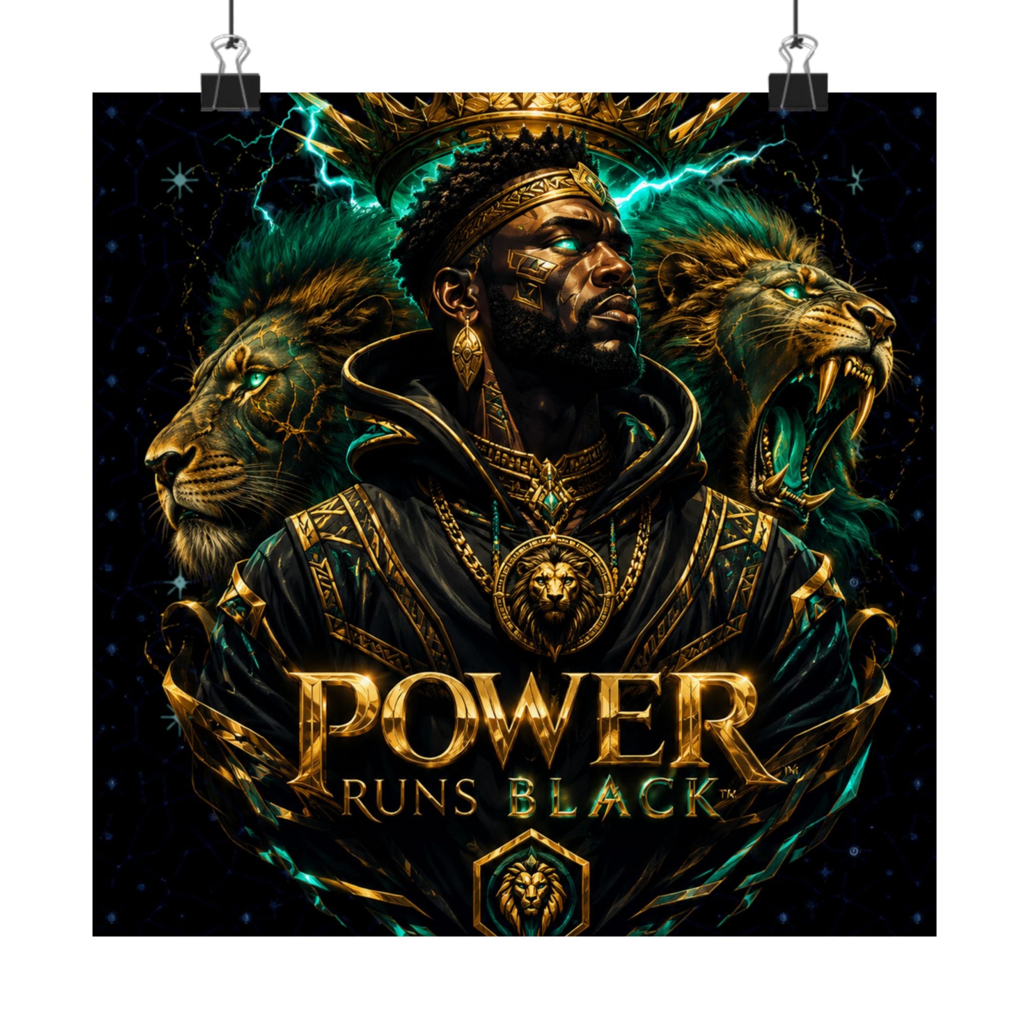 Power Runs Black Poster — Regal Black King Art Matte Vertical Print by Power Runs Black