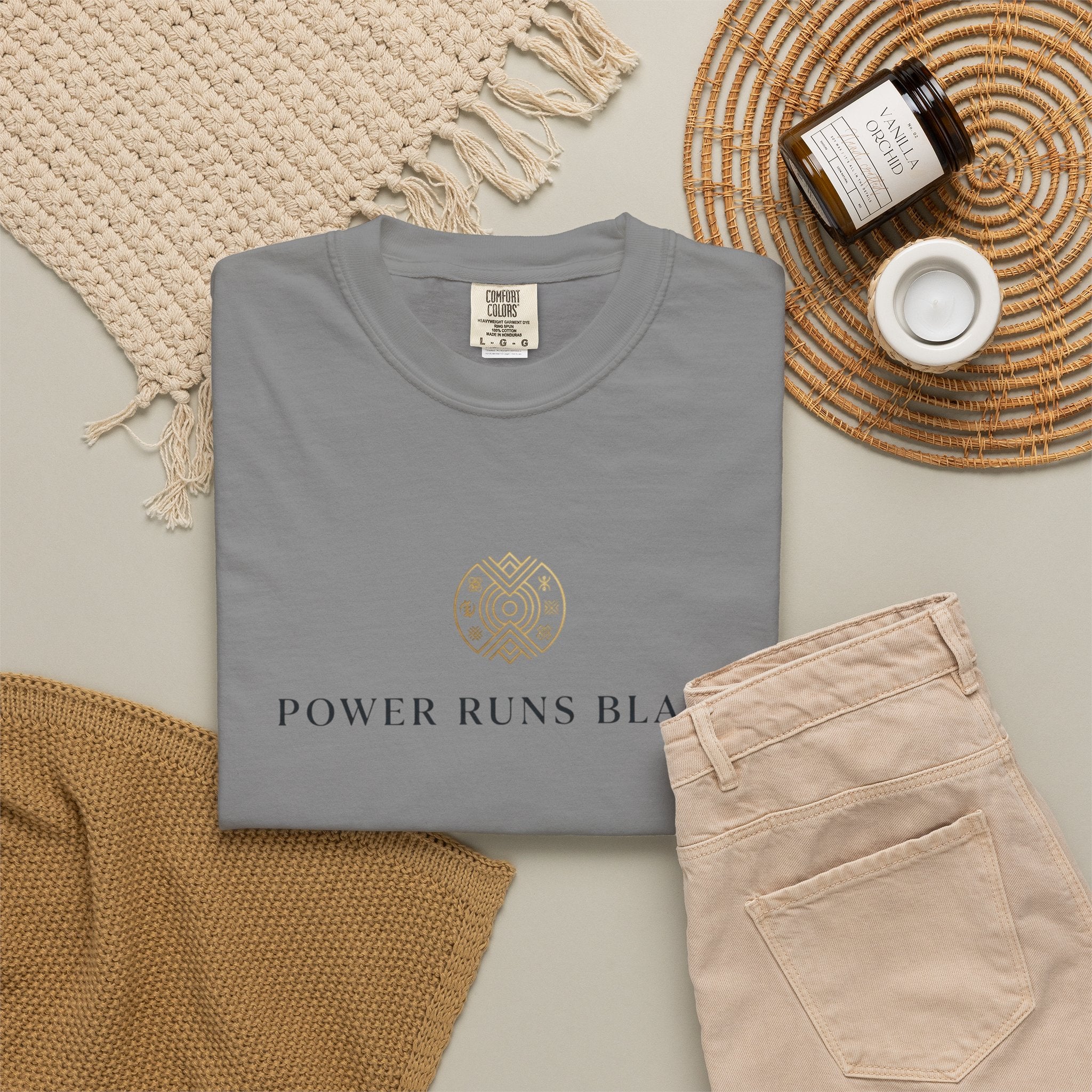 Power Runs Black PRB Graphic T-Shirt — Minimal Emblem Tee by Power Runs Black