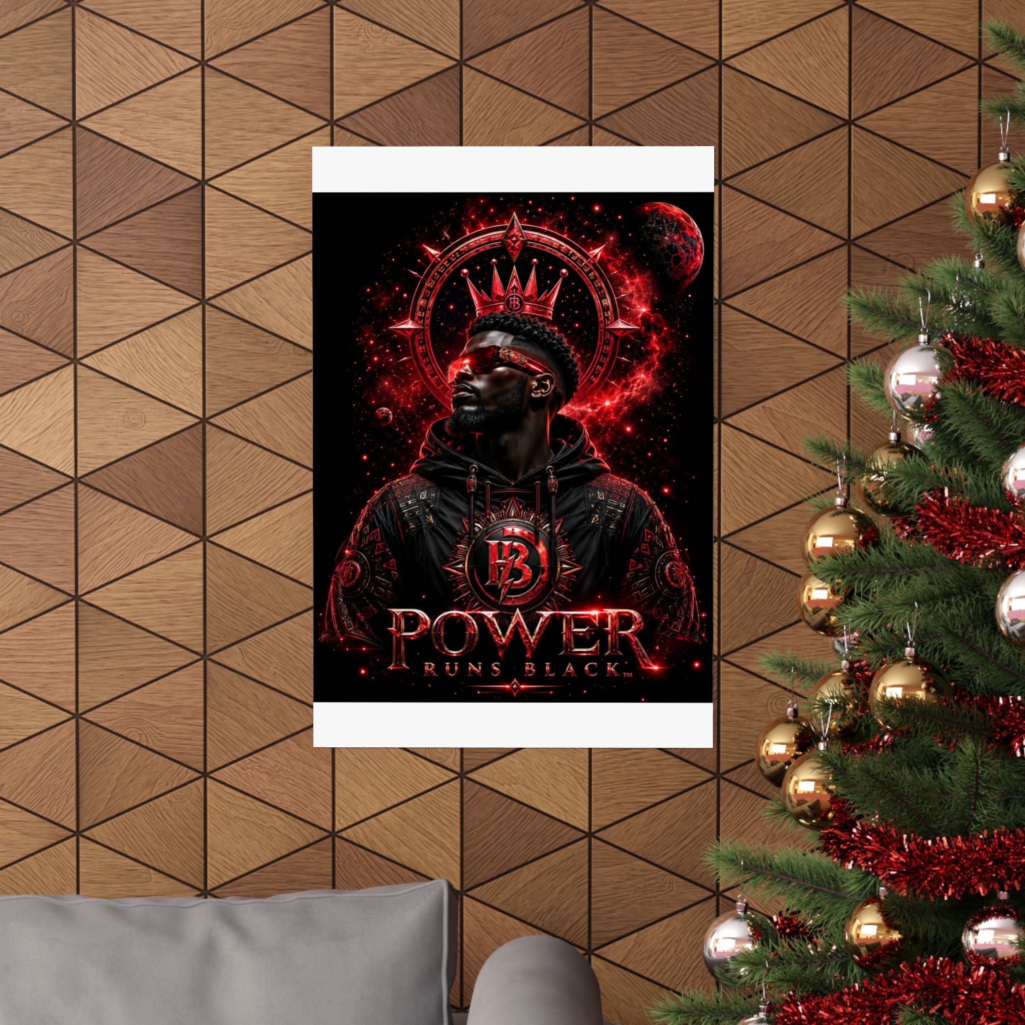 Power Runs Black Matte Poster — Afrocentric King Portrait (Vertical) by Power Runs Black