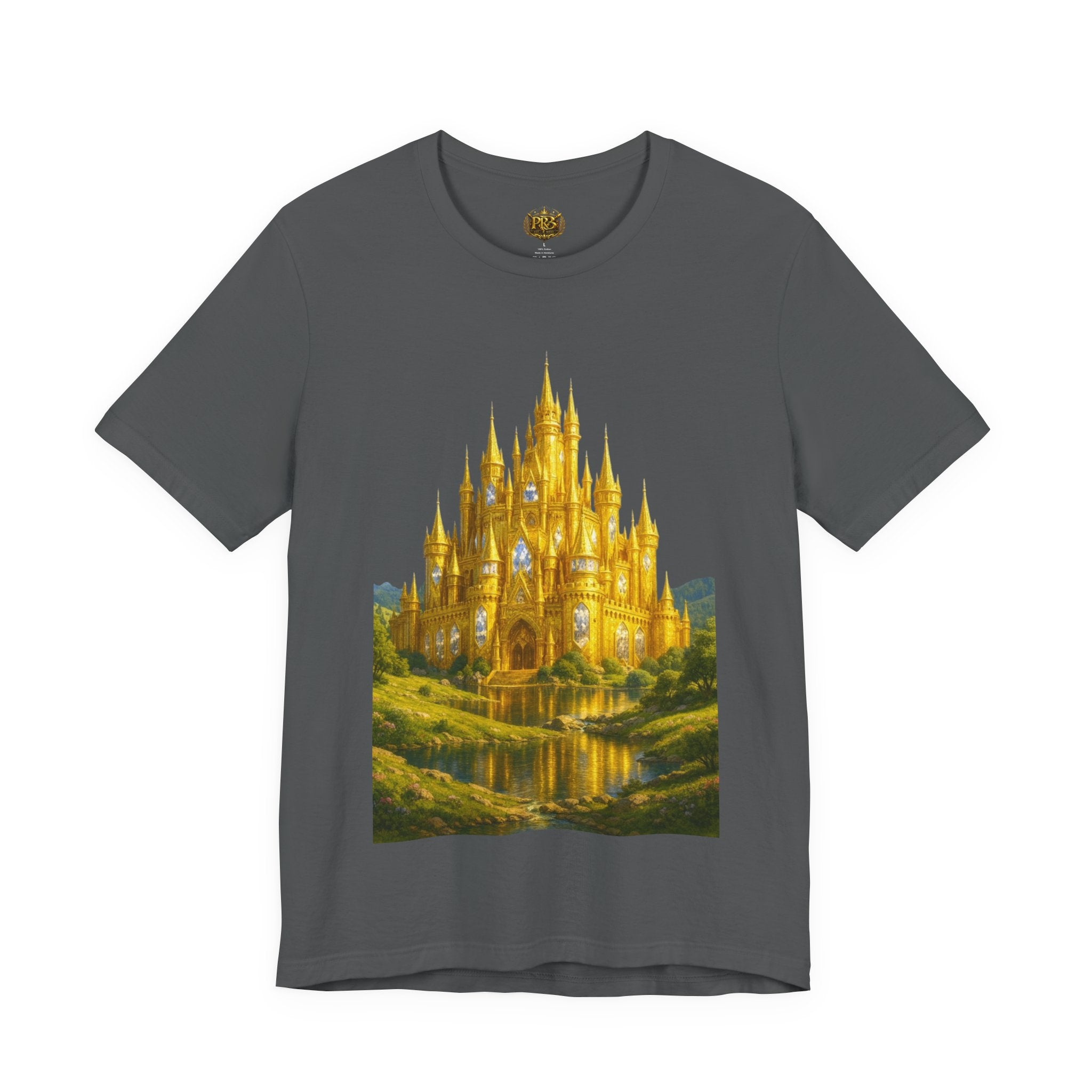 PRB Golden Fantasy Castle Tee | Magical Kingdom Illustration, Fairytale Scene by Printify