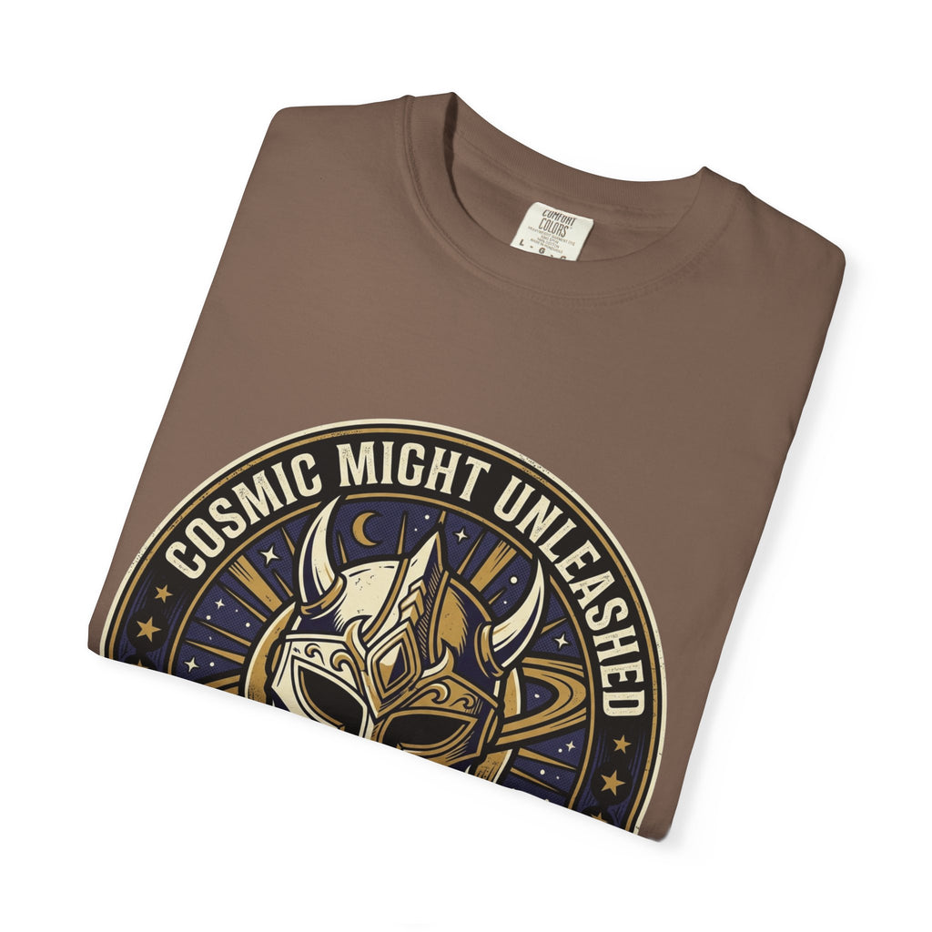 PRB Starforged Flex Cosmic Might Unleashed T-Shirt — Mythic Helmet Graphic Tee by Power Runs Black