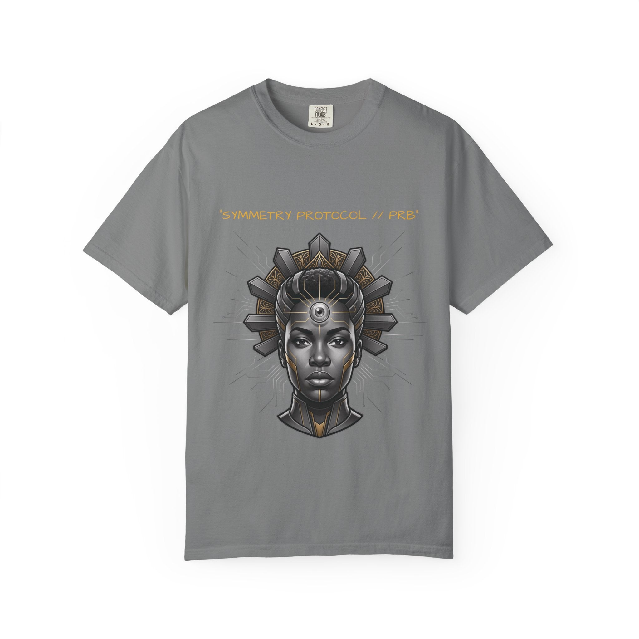 Printify PRB Afrofuturist Crowned Woman T-shirt | Sci‑Fi Portrait Tee - T-Shirt
