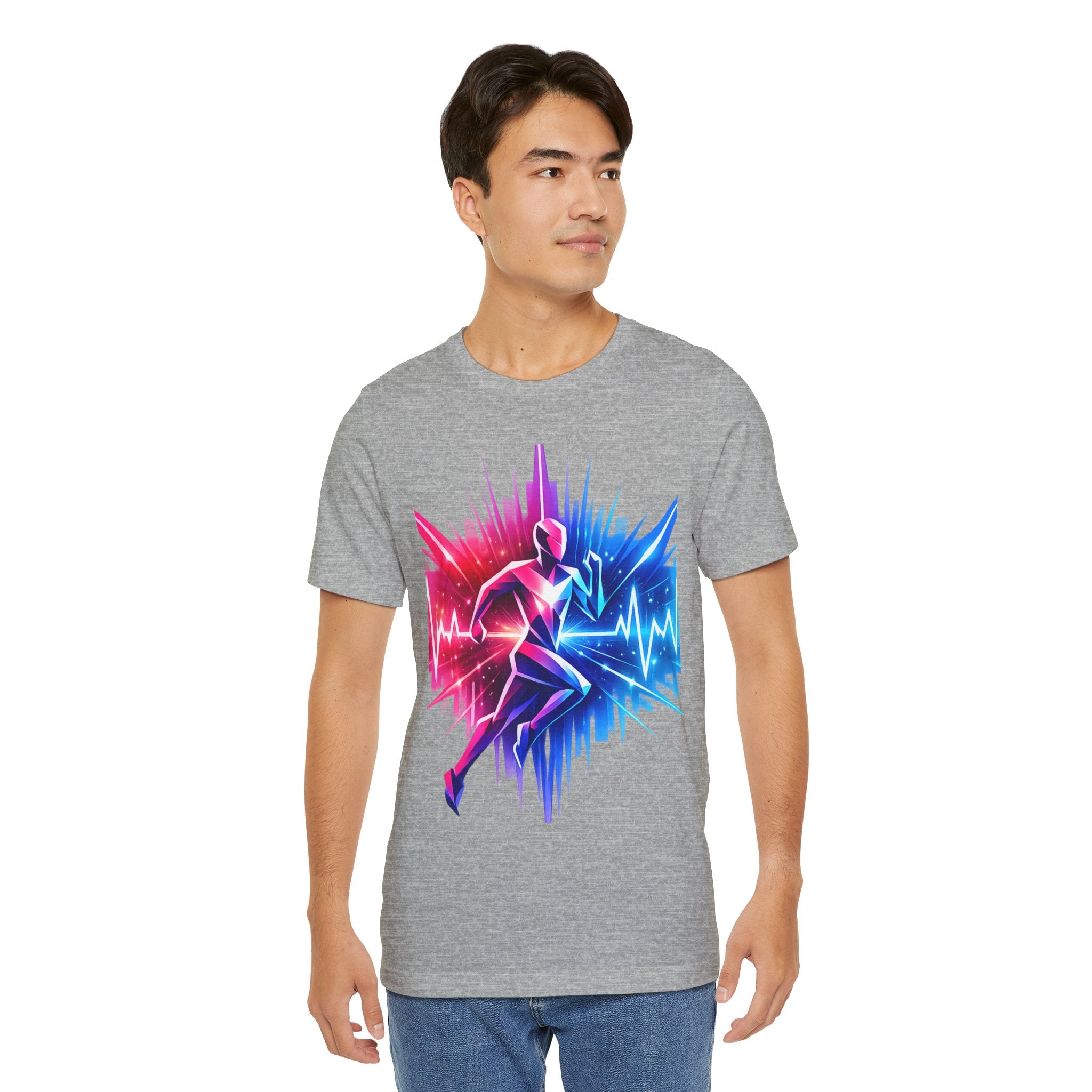 Power Runs Black PRB Running Pulse Graphic Tee — Neon Runner Heartbeat Sports T‑Shirt by Power Runs Black