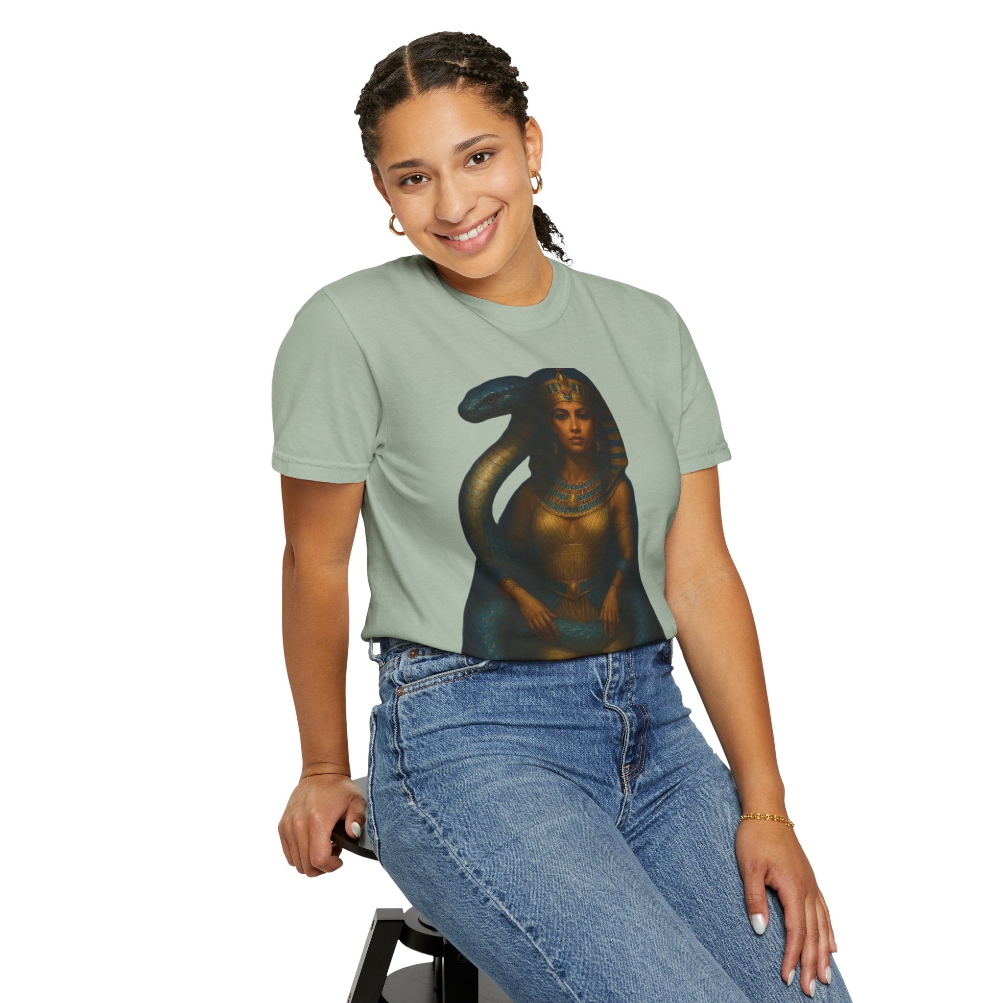 PRB Egyptian Goddess with Snake T-Shirt | Pharaoh Serpent Art Tee by Power Runs Black