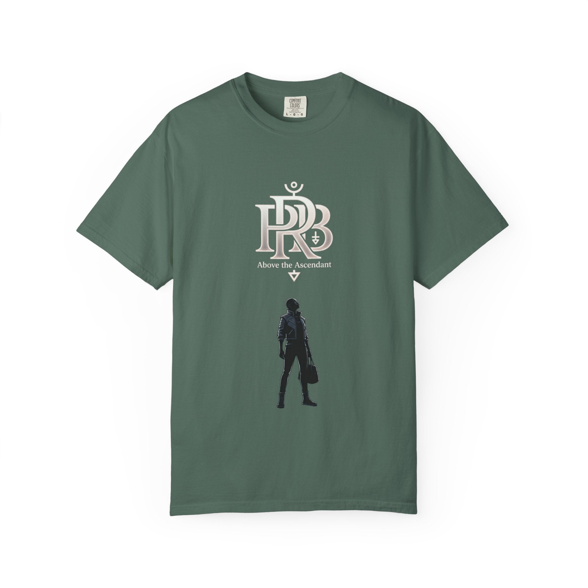 Printify Silhouette Logo T‑Shirt — Minimalist Dressed Figure & PRD Monogram - T-Shirt