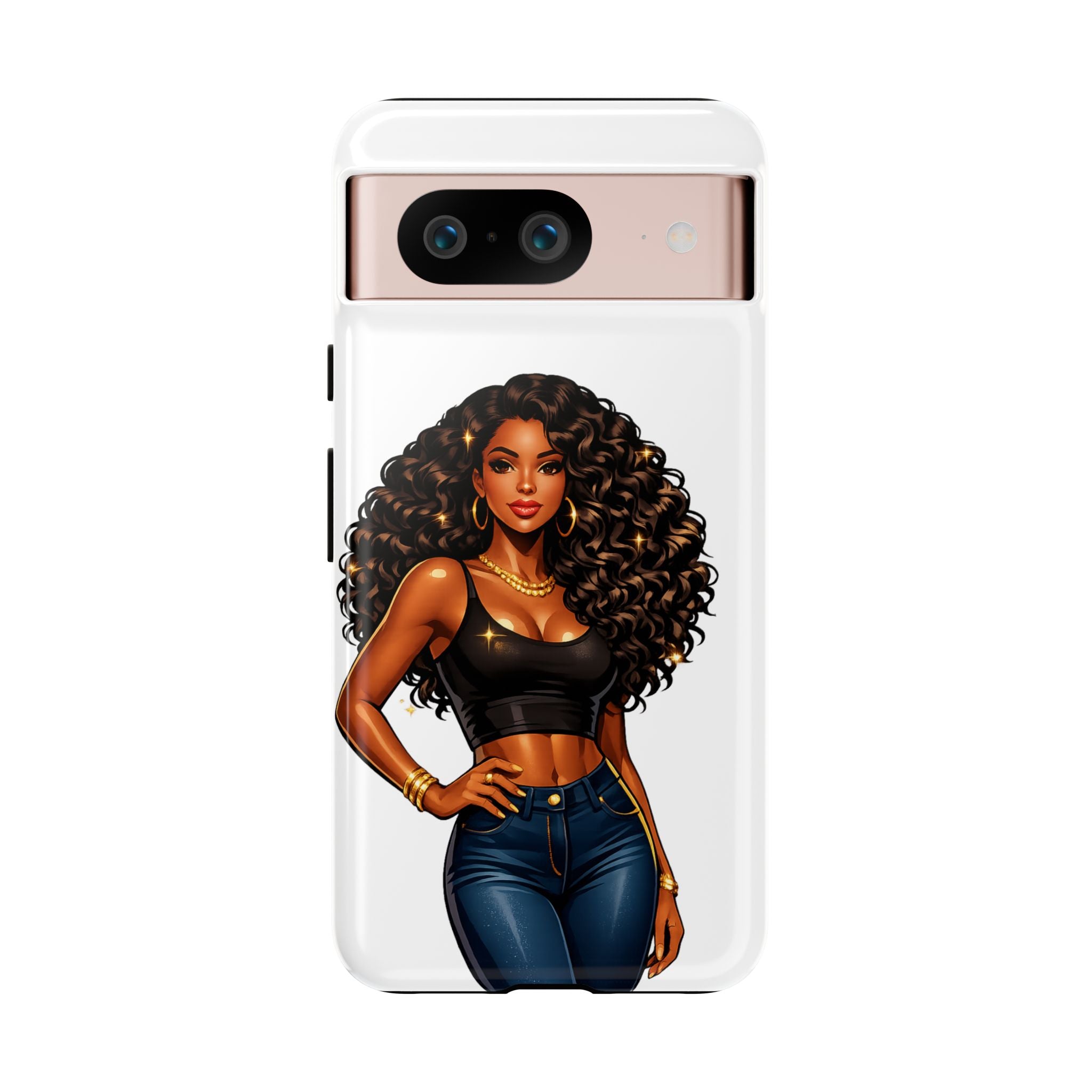 Pretty Rich Bitch by PRB Curly Hair Phone Case by Power Runs Black