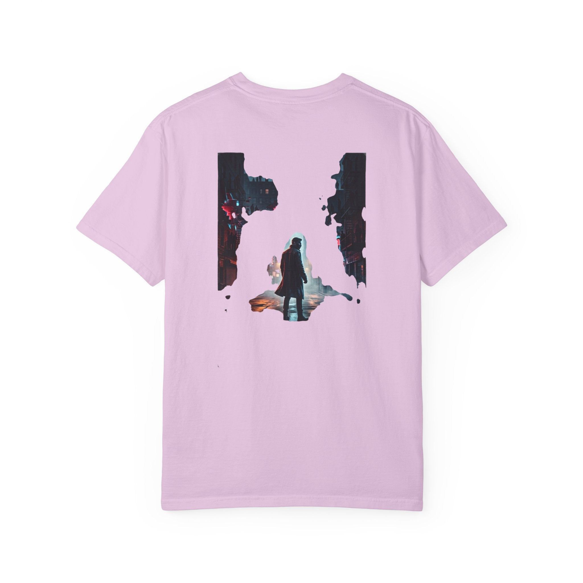 Syndication Loop Cyberpunk Portrait Tee — Tech-Noir Graphic T-Shirt | Power Runs Black by Printify