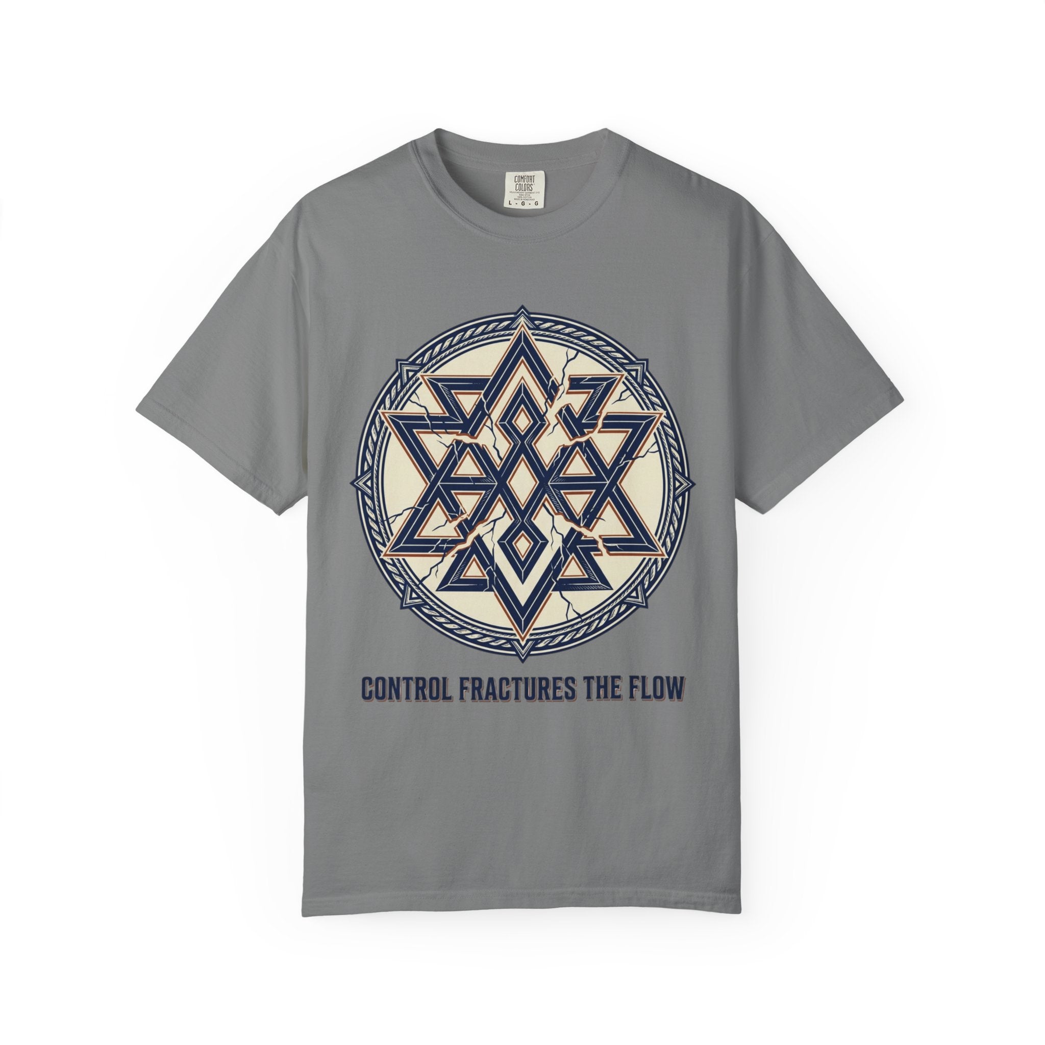 Power Runs Black PRB Geometric Star Mandala T-Shirt — "Control Fractures the Flow" Graphic Tee by Power Runs Black