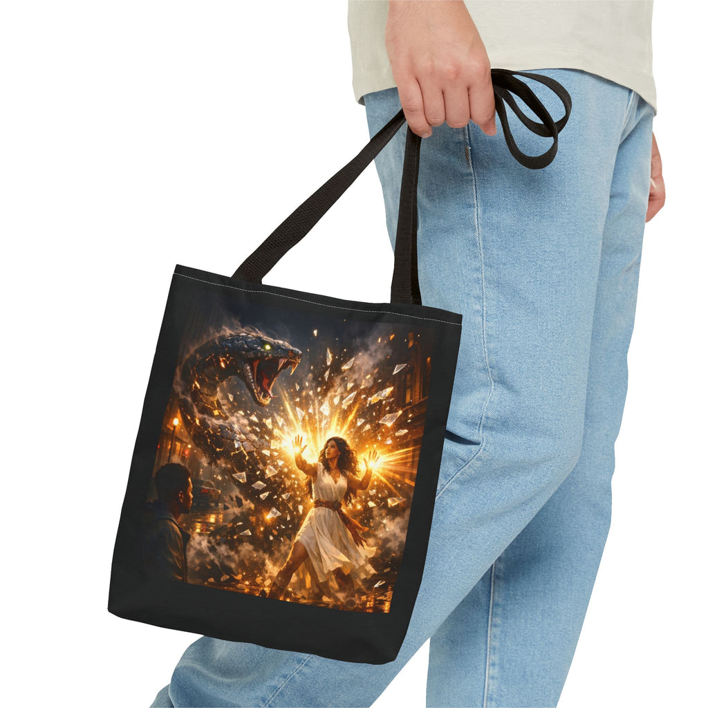 PRB Raging Serpent Burst tote bag | Fantasy serpent explosion art by Printify