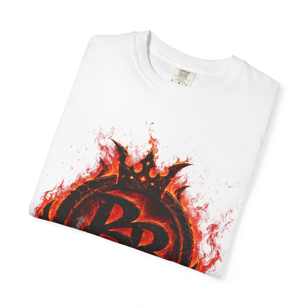Power Runs Back PRB Flame Logo T-shirt | Fiery Emblem Tee, Grunge Rock Chic by Power Runs Black