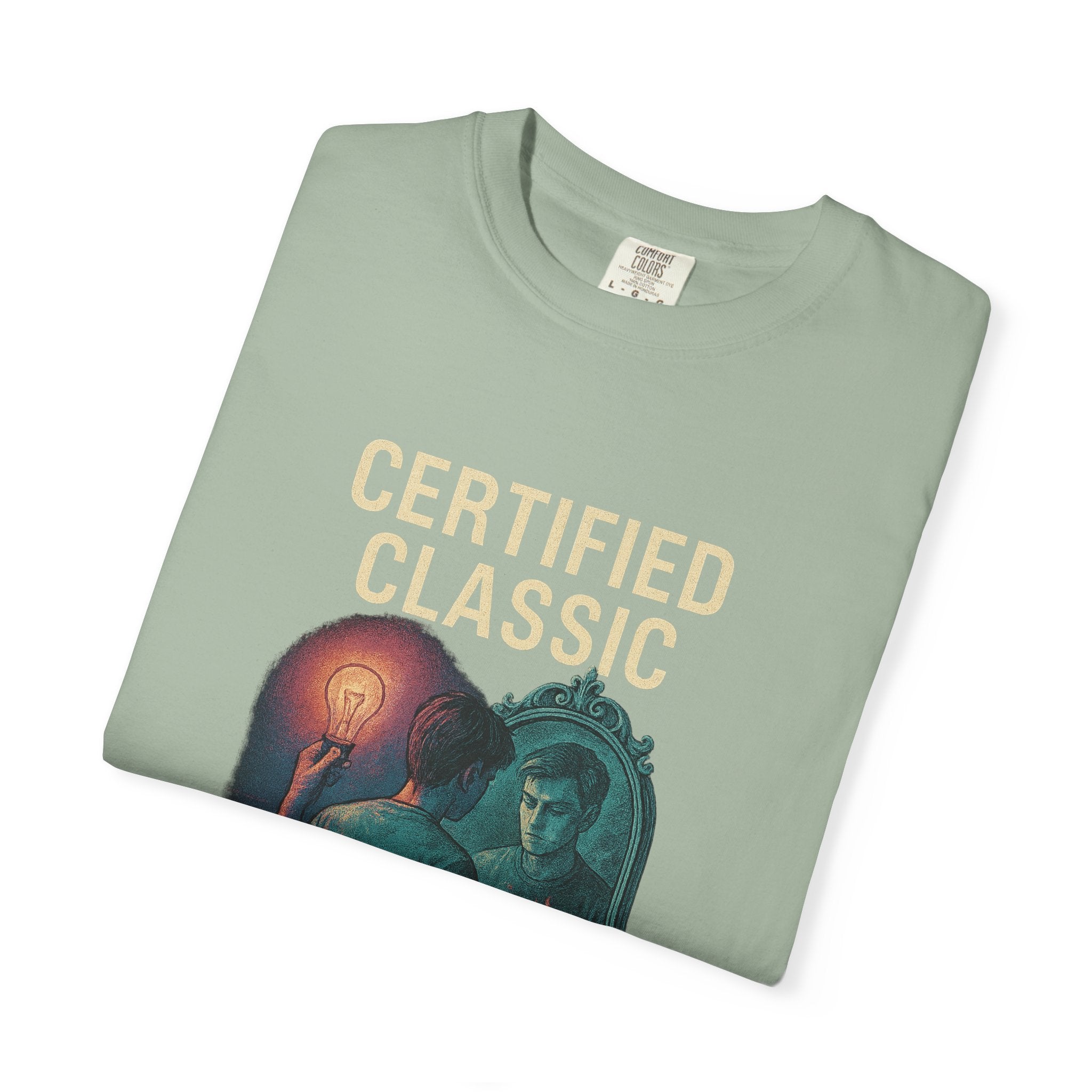 PRB Certified Classic Mirror Illustration T-shirt | Retro Mystic Artwork by Power Runs Black