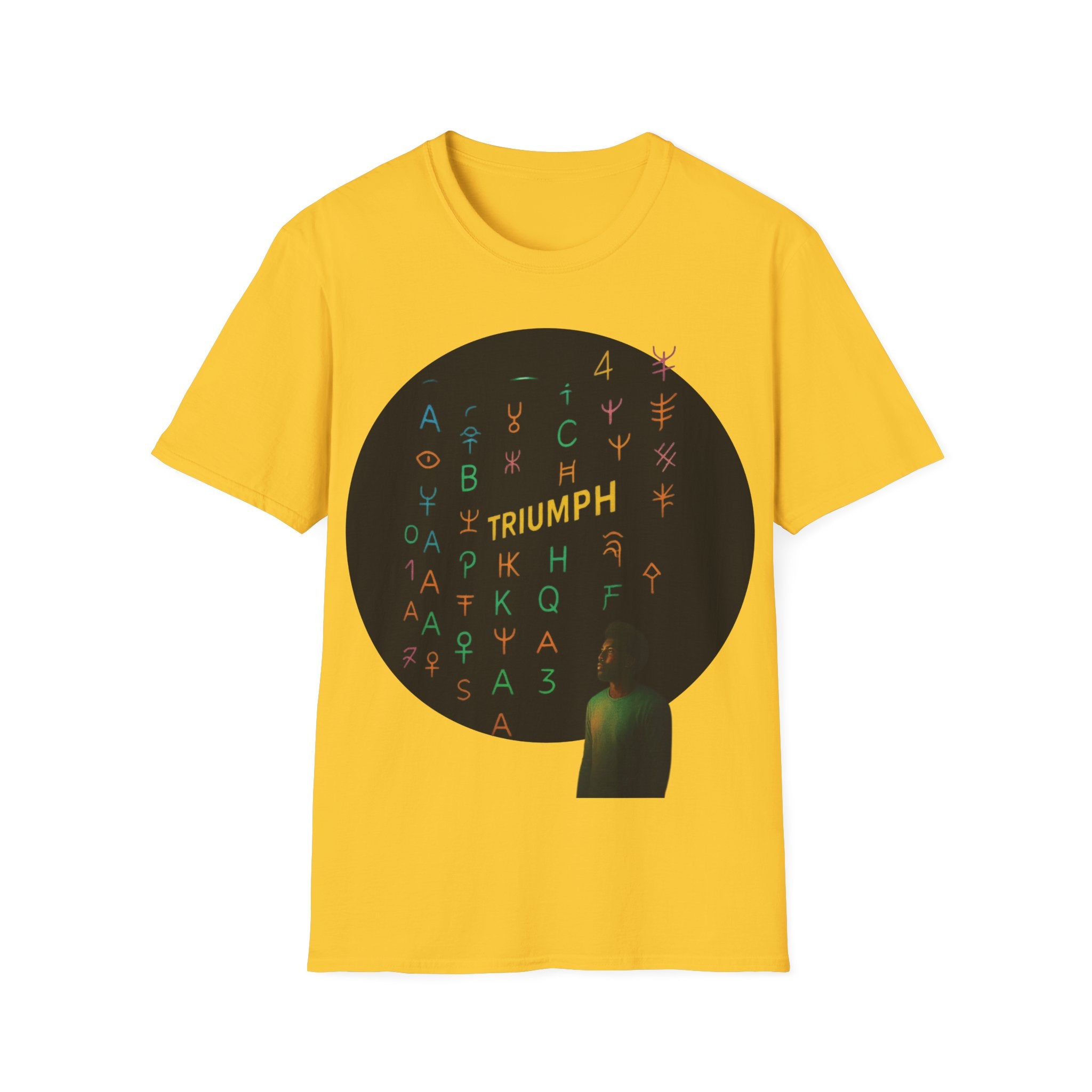 PRB Triumph Afro Hair Silhouette T-Shirt | Black Hair Alphabet Design by Printify
