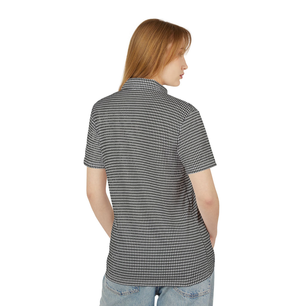 PRB Houndstooth Polo Shirt — Classic Black & White Patterned Golf Polo by Power Runs Black