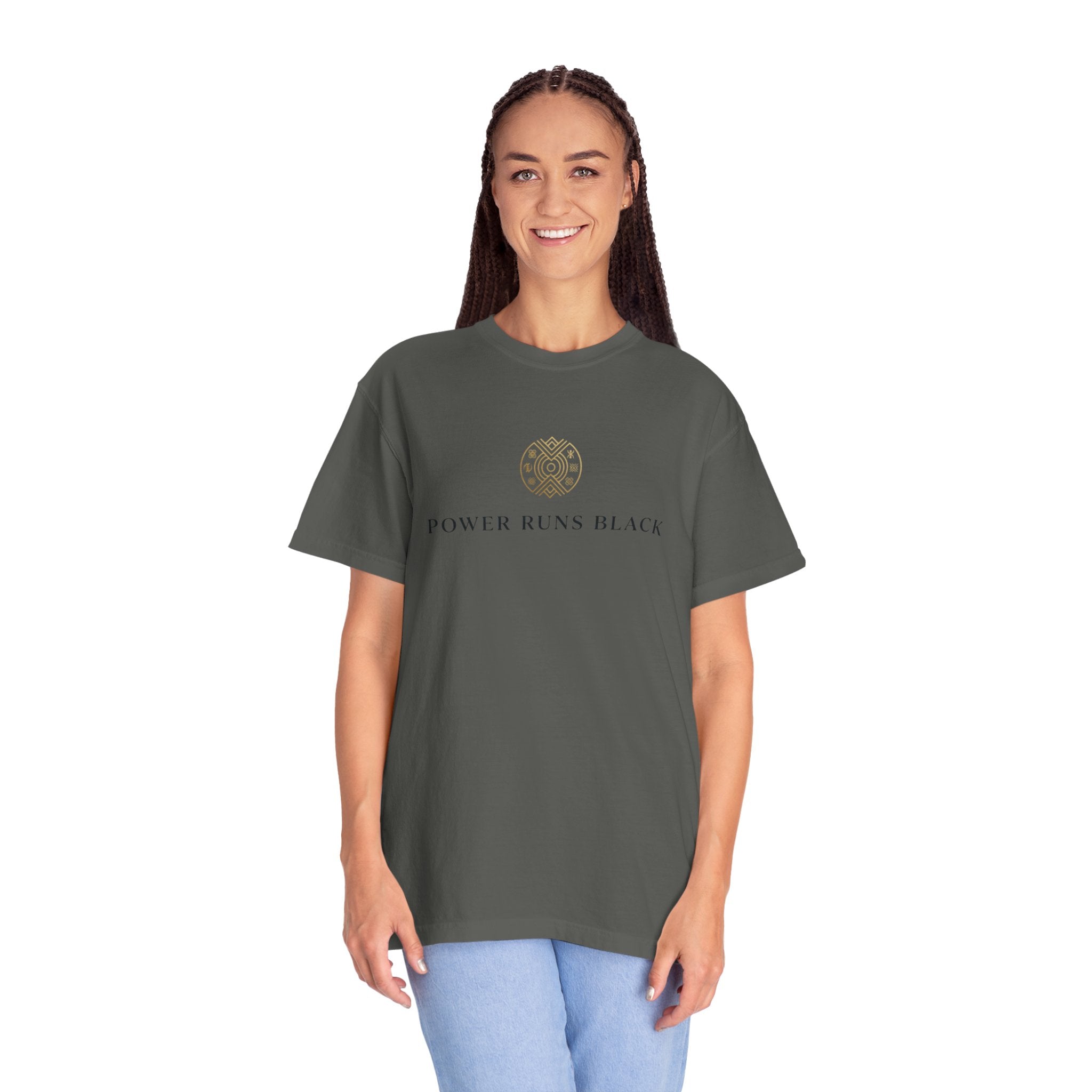 Power Runs Black PRB Graphic T-Shirt — Minimal Emblem Tee by Power Runs Black