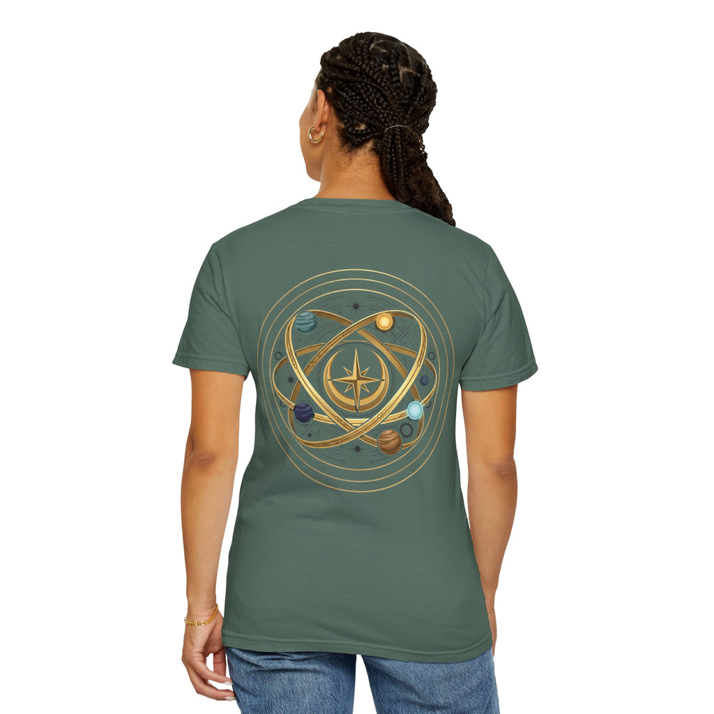 PRB Crown & Cosmos Graphic T-Shirt | Gold Royal Crest & Celestial Back by Printify