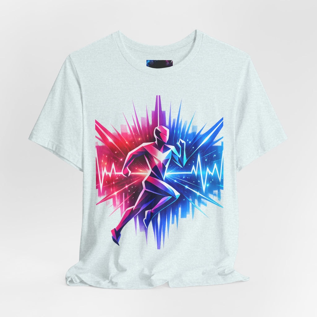Power Runs Black PRB Running Pulse Graphic Tee — Neon Runner Heartbeat Sports T‑Shirt by Power Runs Black