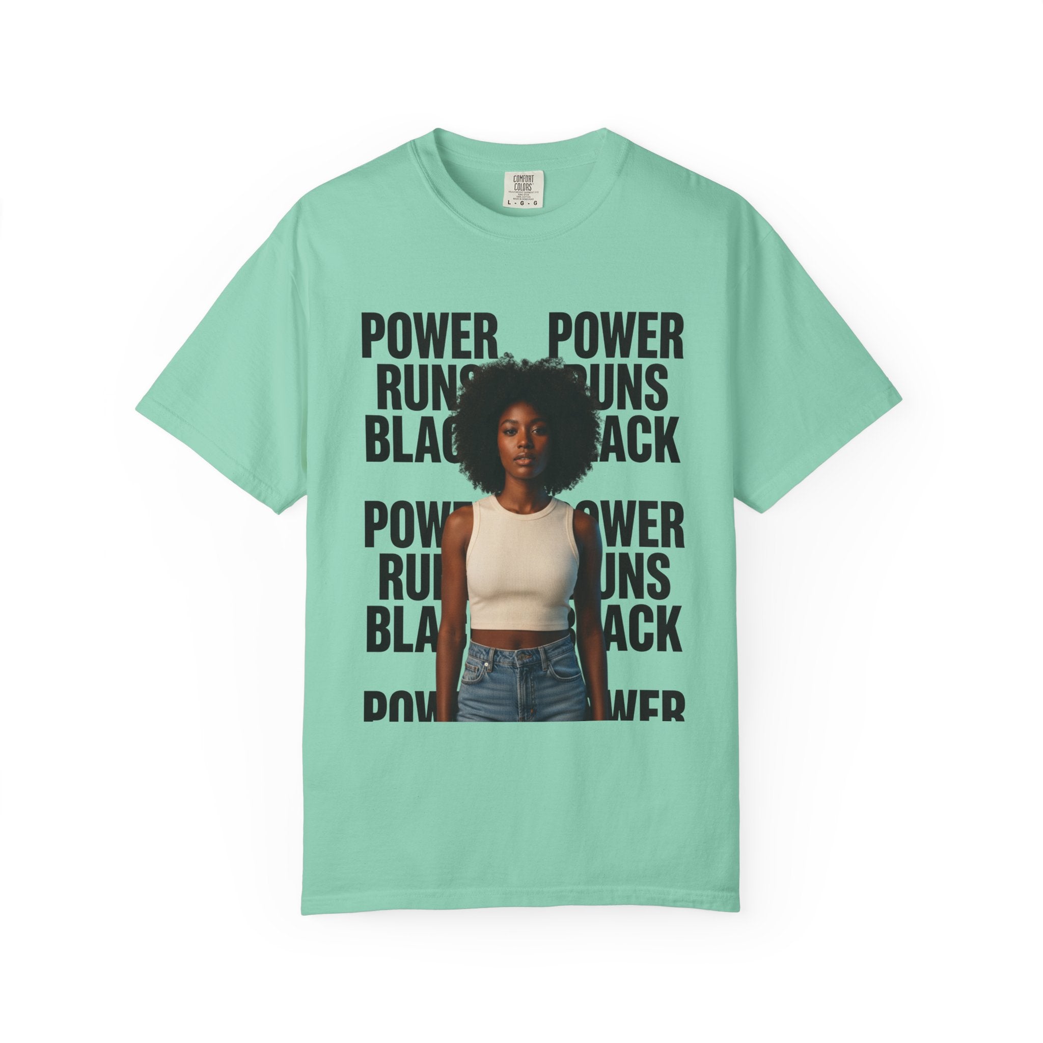 Power Runs Black PRB Power Runs Black T-Shirt — Empowerment Portrait Tee by Printify
