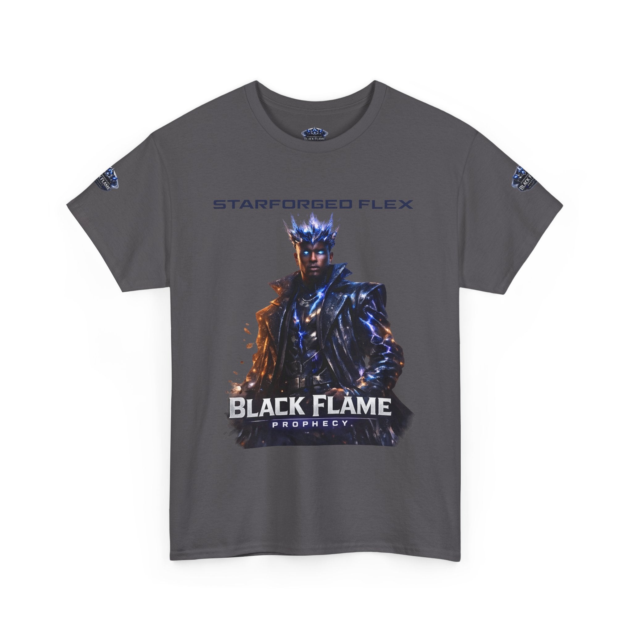 PRB Black Flame Prophecy Tee — Starforged Flex Graphic T‑Shirt by Power Runs Black