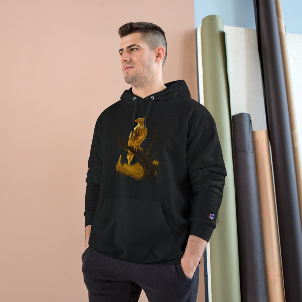 PRB Champion Hoodie — 'Power Runs Black' Golden Bird Graphic Pullover by Power Runs Black