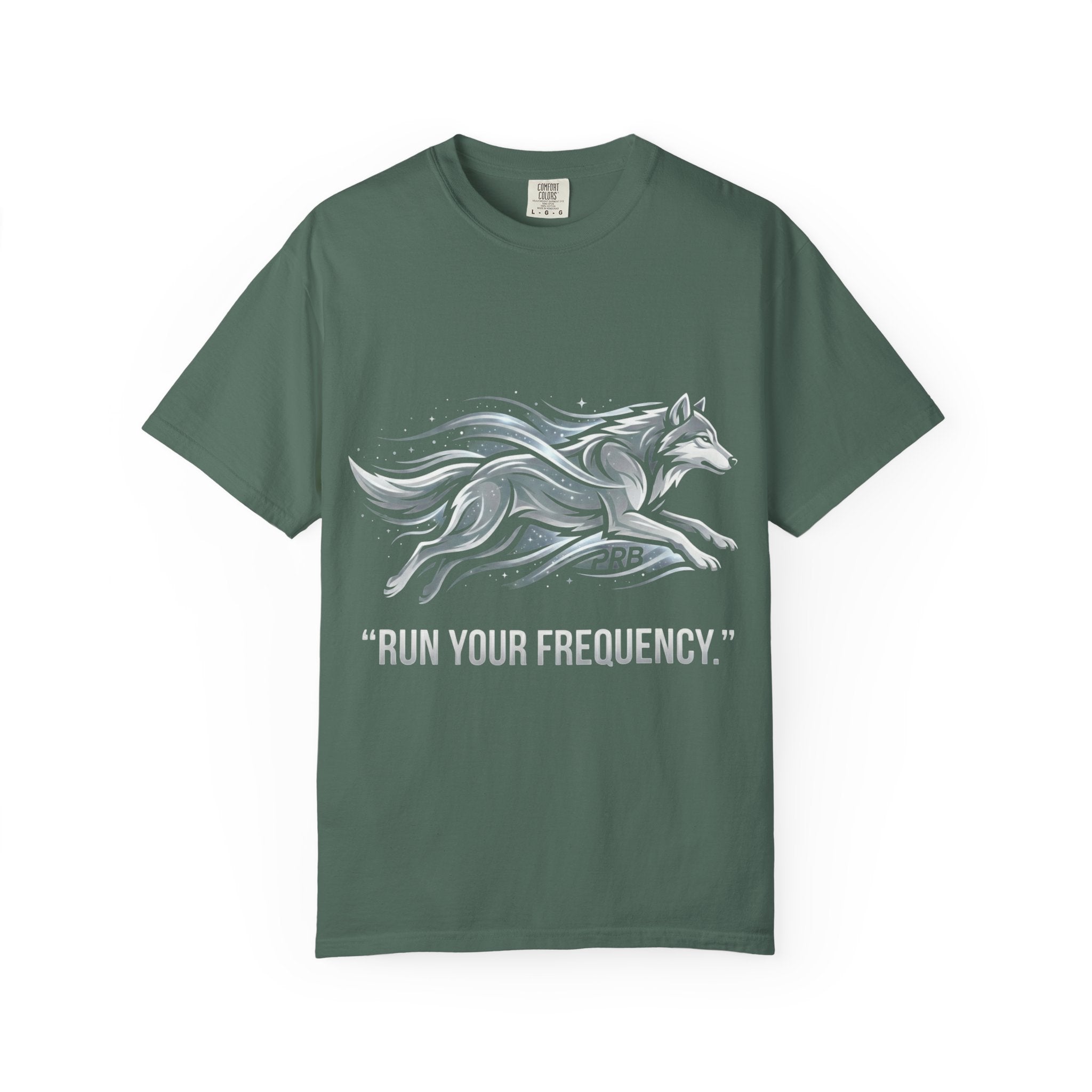 Wolf Graphic T-Shirt — 'Run Your Frequency' Motivational Tee by Printify