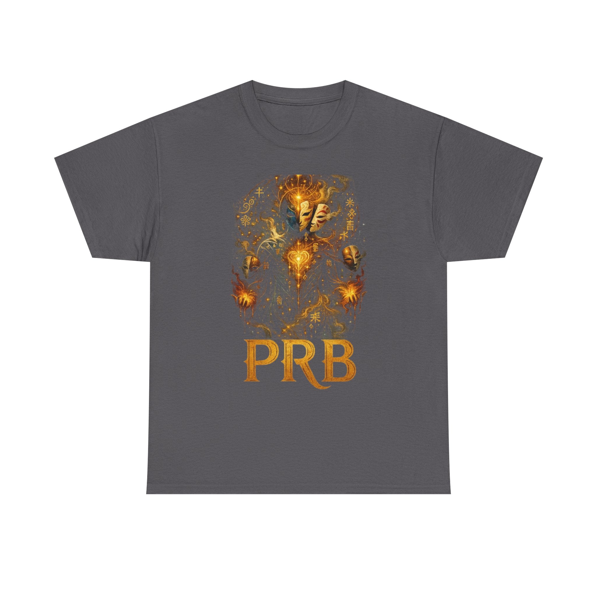 PRB Golden Mystic Mask Graphic Tee — Vintage Nature Illustration T-Shirt by Power Runs Black