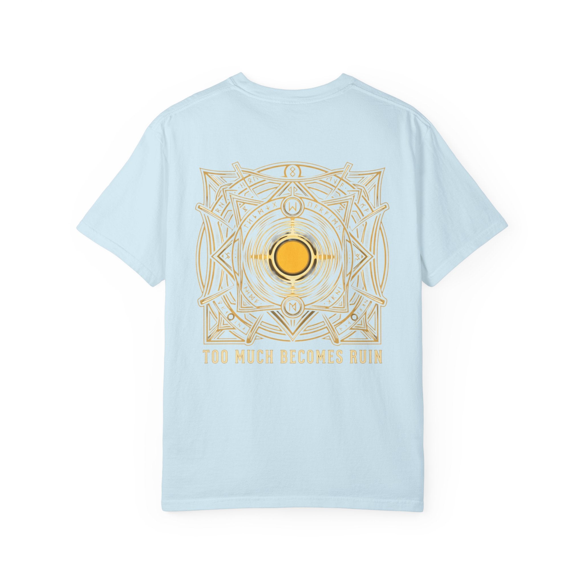 Power Runs Black PRB — Veyra Kain Geometric Sigil Tee with “Too Much Becomes Ruin” Graphic T-Shirt by Power Runs Black