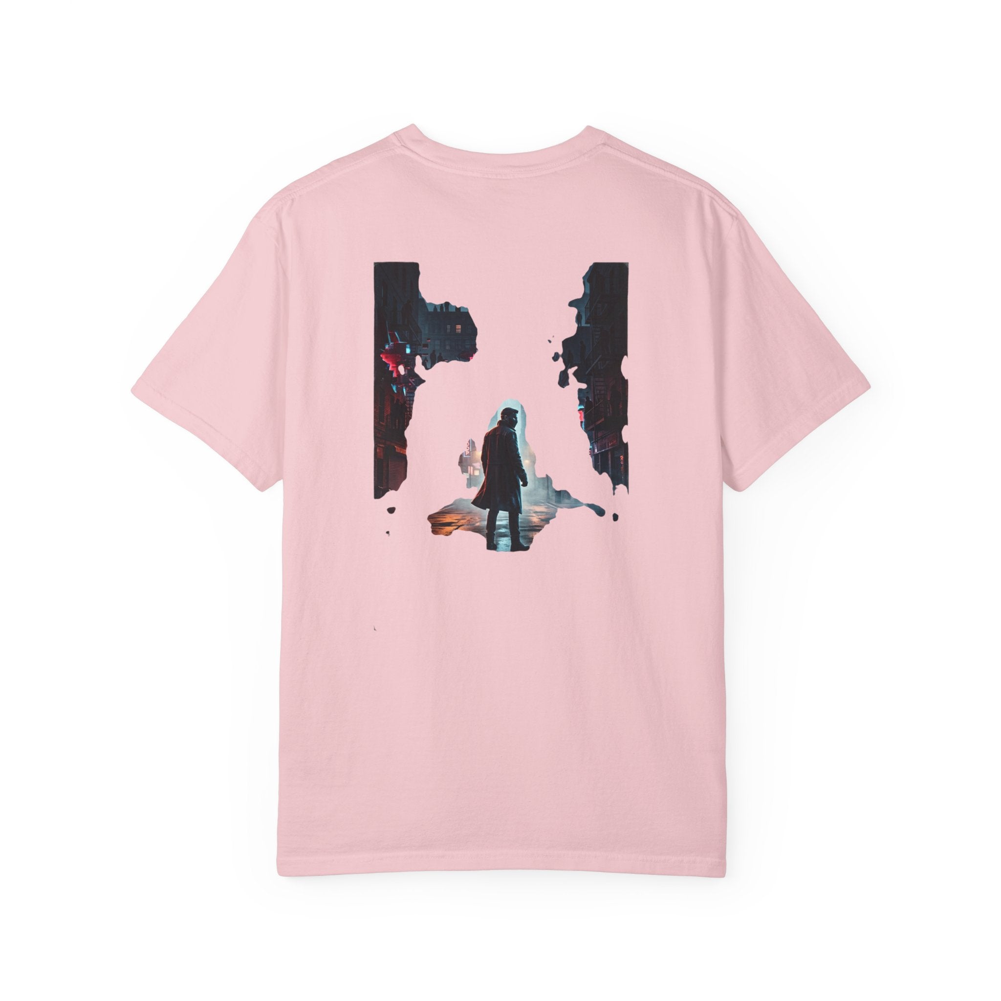 Syndication Loop Cyberpunk Portrait Tee — Tech-Noir Graphic T-Shirt | Power Runs Black by Printify
