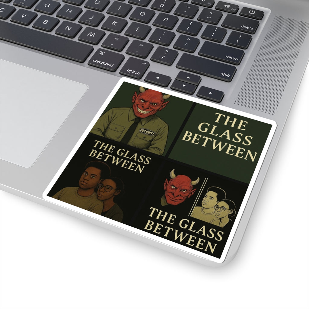 Power Runs Black PRB The Glass Between collage sticker | Demon, security guard, character art kiss-cut sticker by Printify