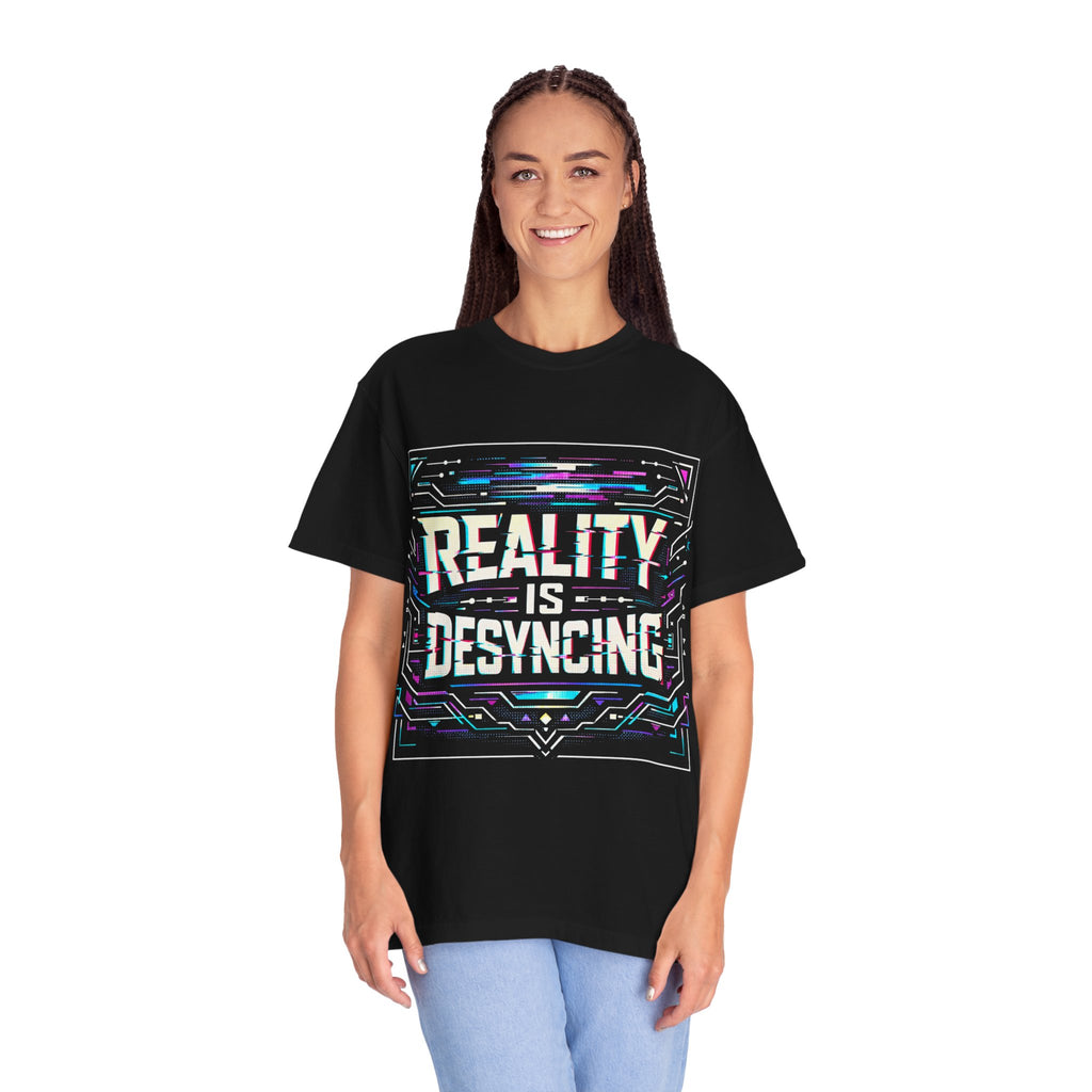 Power Runs Black PRB Glitchy Pastel "Reality Is Desyncing" T-Shirt by Printify