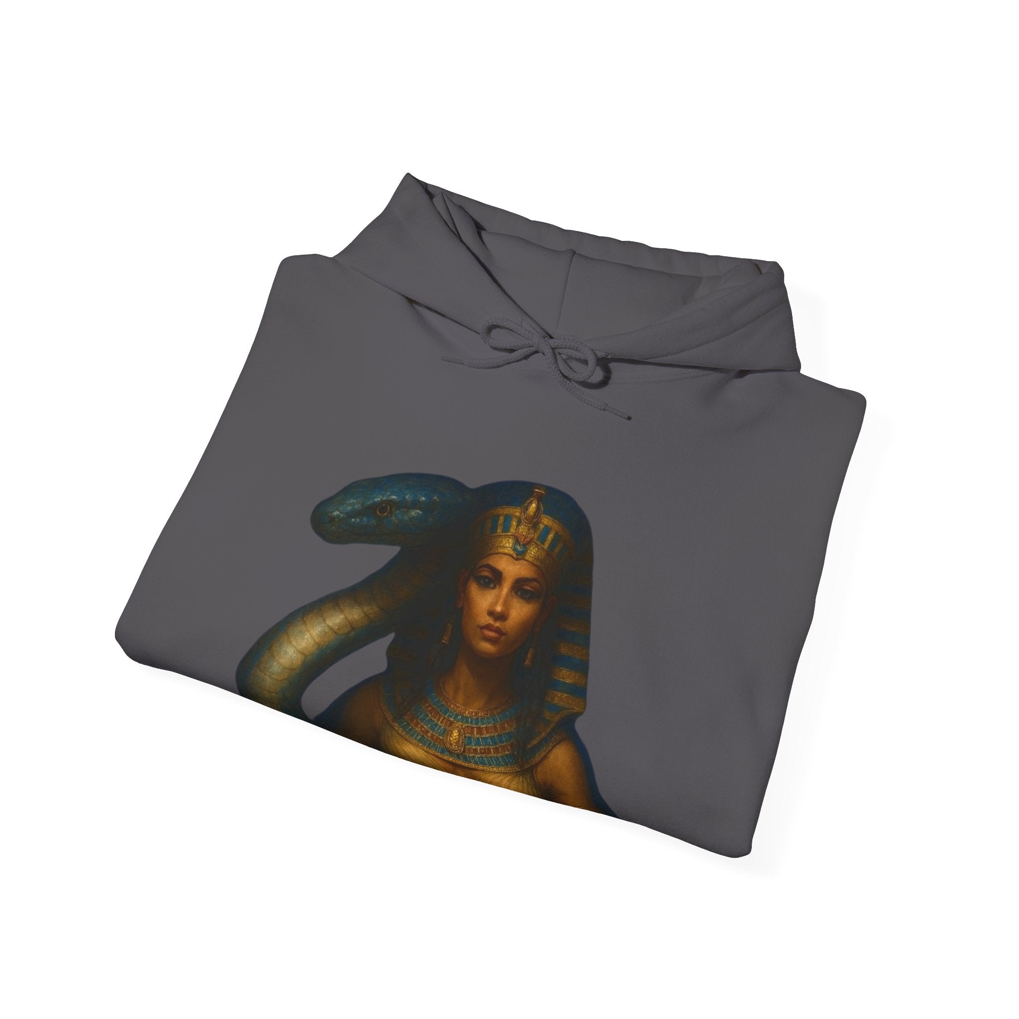 PRB Egyptian Goddess Portrait Hoodie | Serpent Headdress, Ancient Queen Art by Power Runs Black