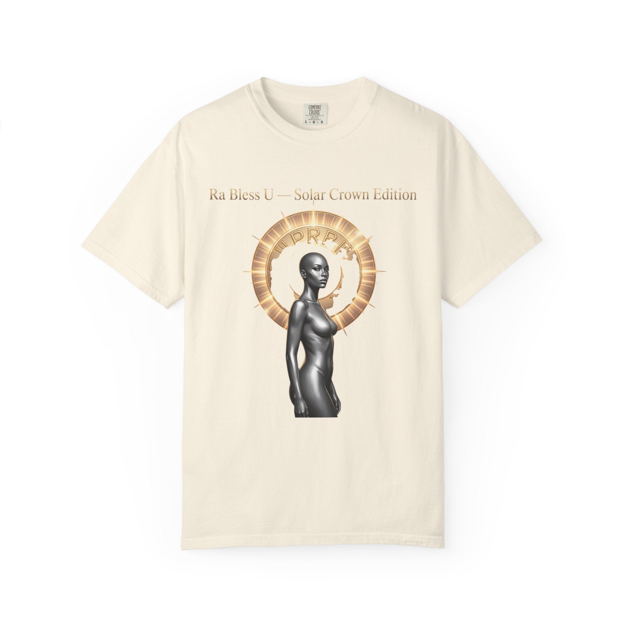 Printify PRB Solar Crown T-Shirt — "Ra Bless U" Artistic Goddess Graphic Tee - T-Shirt