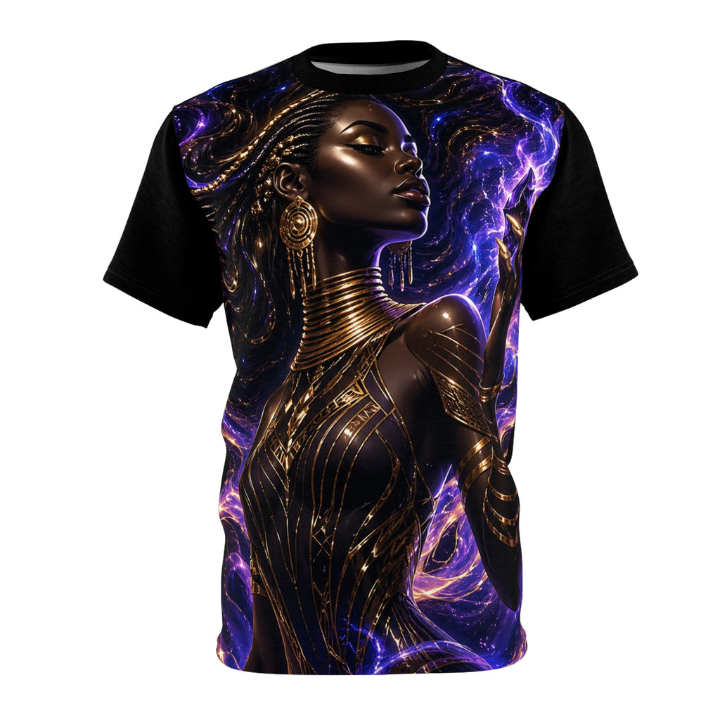 Power Runs Black PRB Afrofuturist Goddess All-Over Print Tee by Power Runs Black