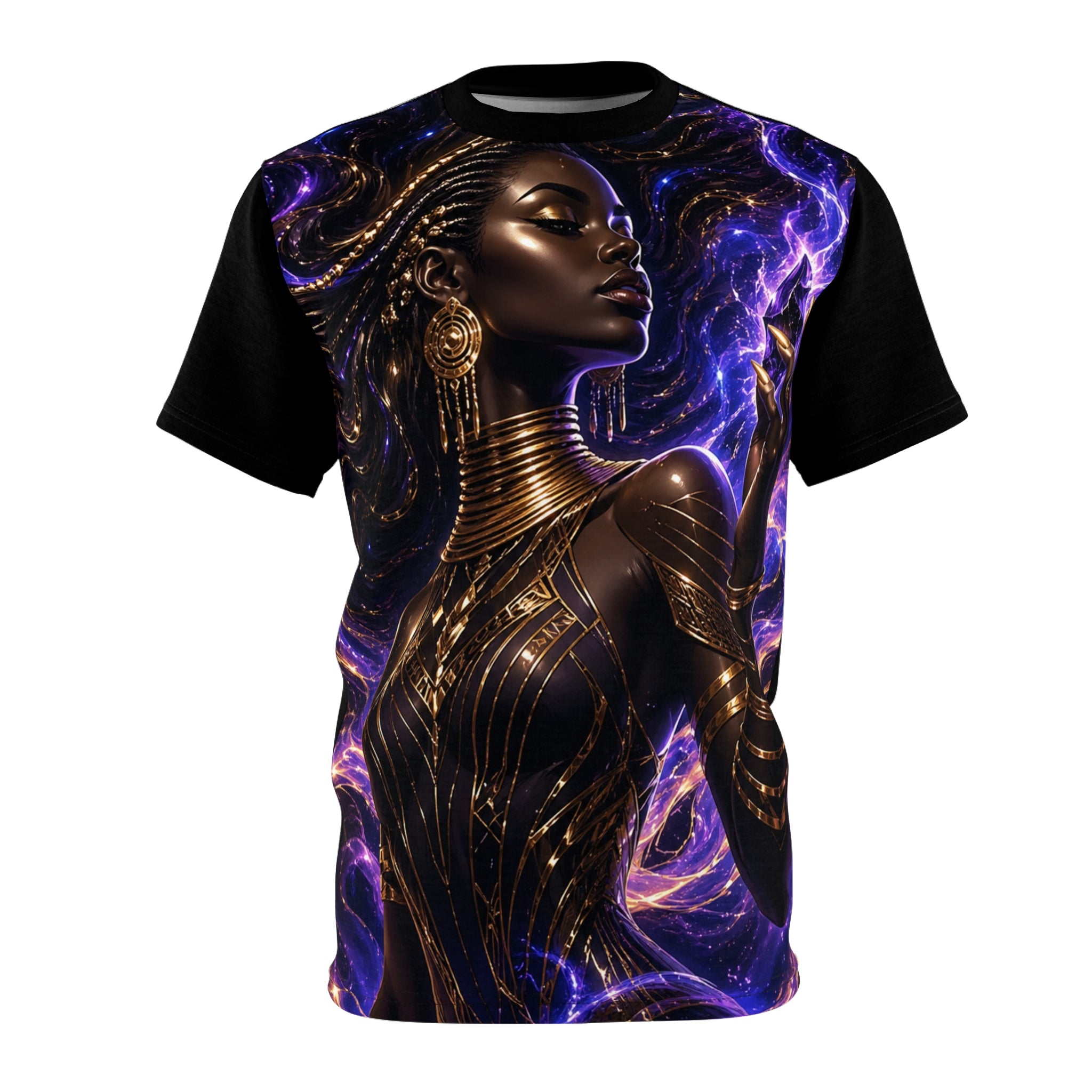 Power Runs Black PRB Afrofuturist Goddess All-Over Print Tee by Power Runs Black