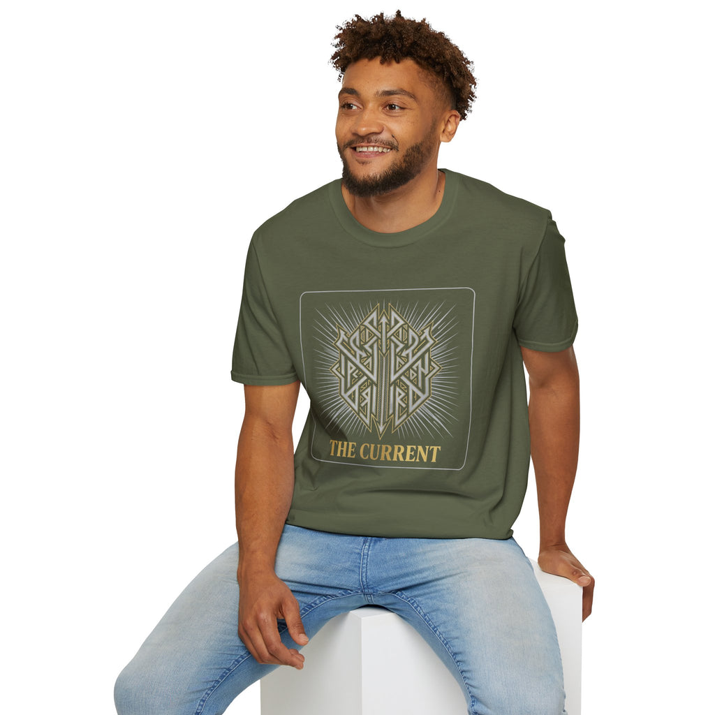 Power Runs Black PRB The Current Geometric Logo T-Shirt by Printify