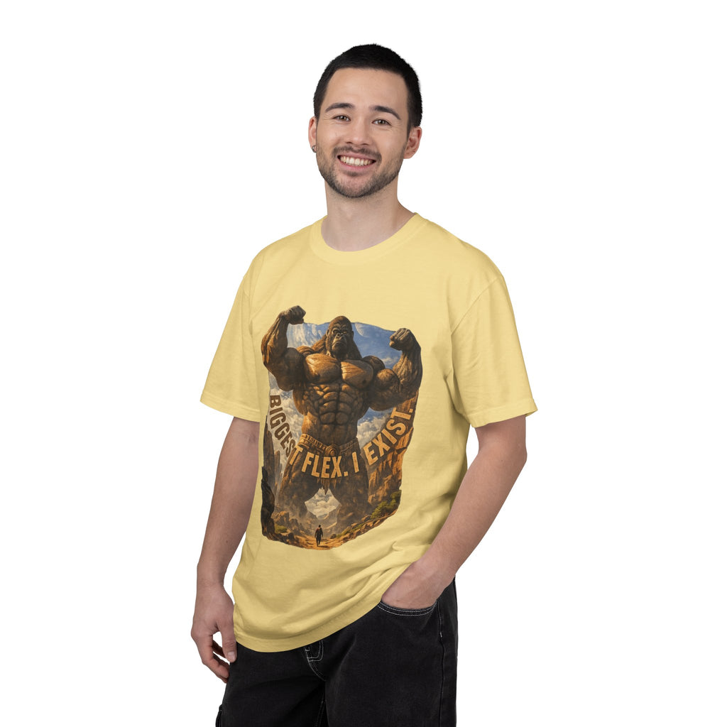Power Runs Black PRB Biggest Flex I Exist T-Shirt — Funny Muscle Gorilla Graphic Tee by Printify