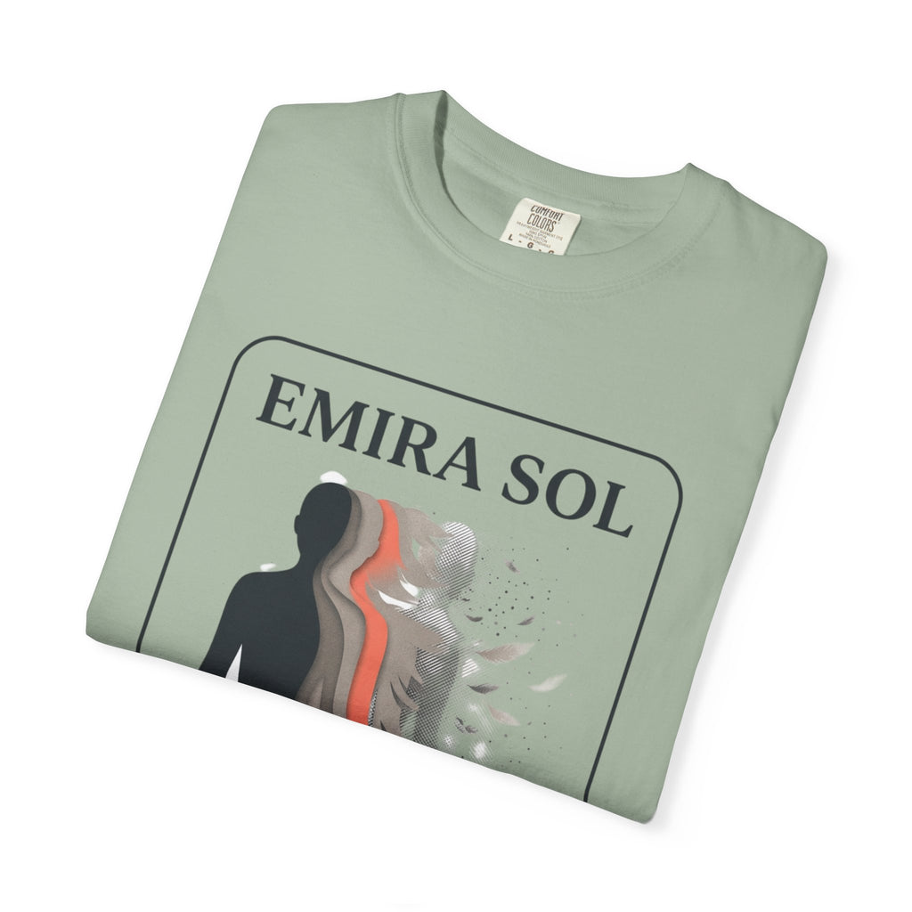 Power Runs Black PRB Emira Sol Graphic T-Shirt — Silhouette Art "Release Shadows" Tee by Printify